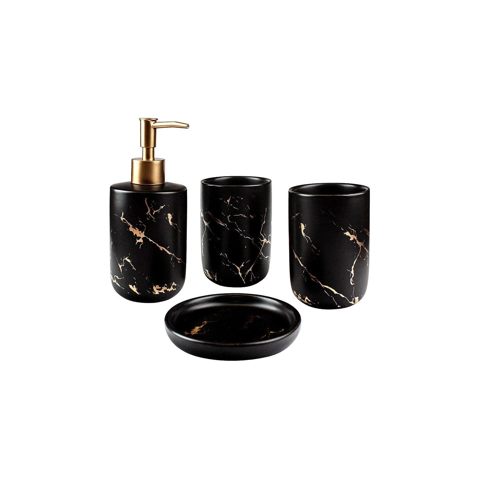 Badezimmer-Set 4 Teile Schwarz