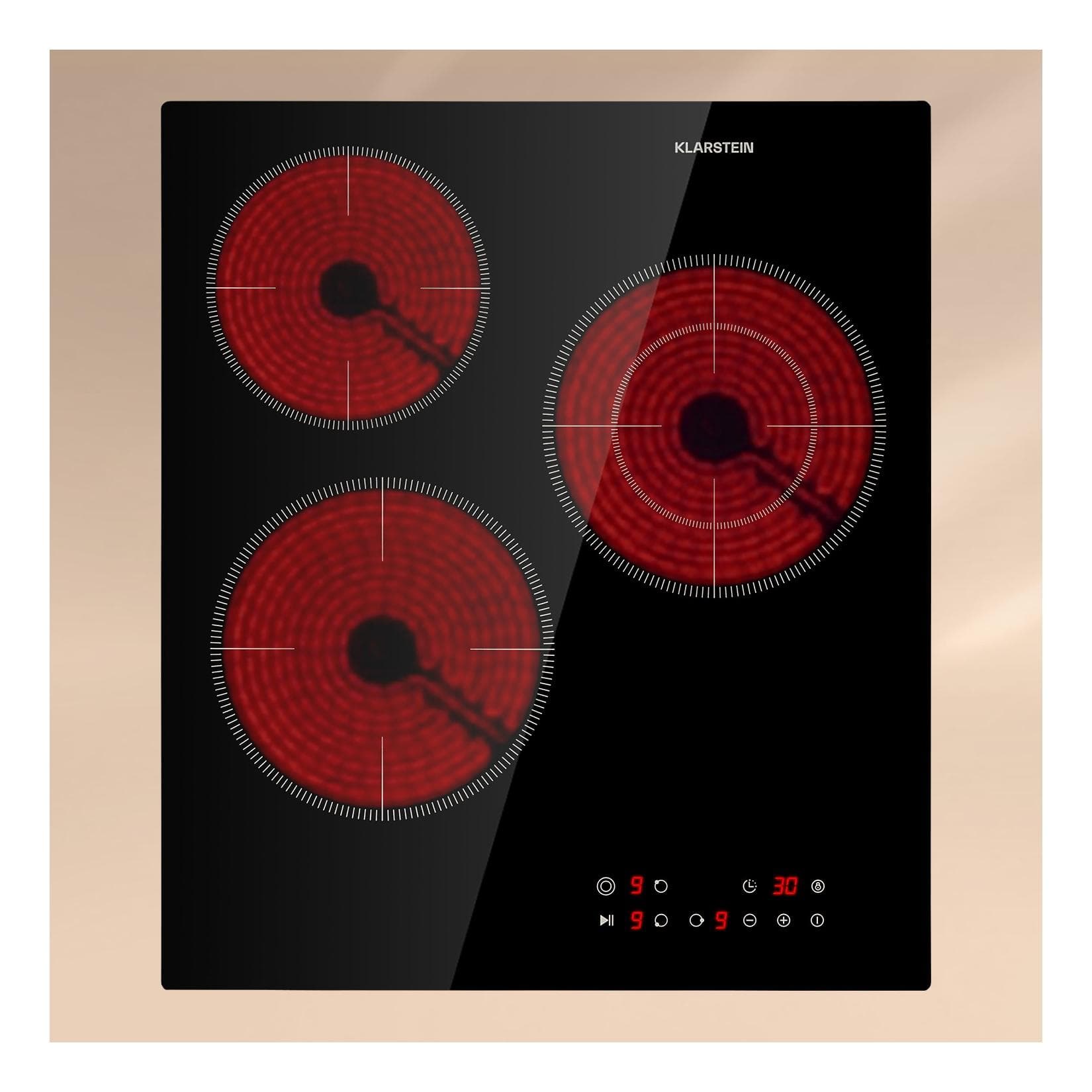 Klarstein Virtuosa 3 Slim Kochfeld 3 Felder 5000 W Dualzone Timer Keramik
