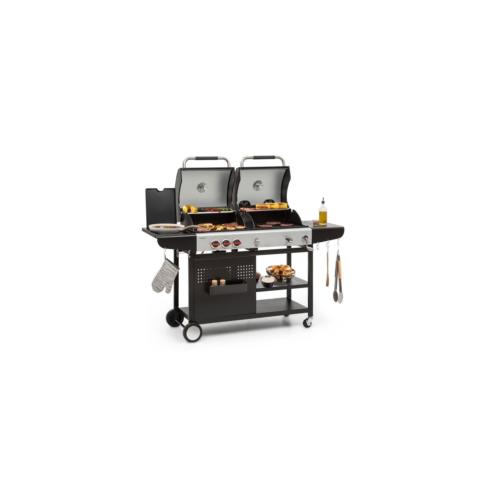 Klarstein Hot & Hot Gasgrill 8,5kW 3 Brenner höhenverstellbar Schwarz