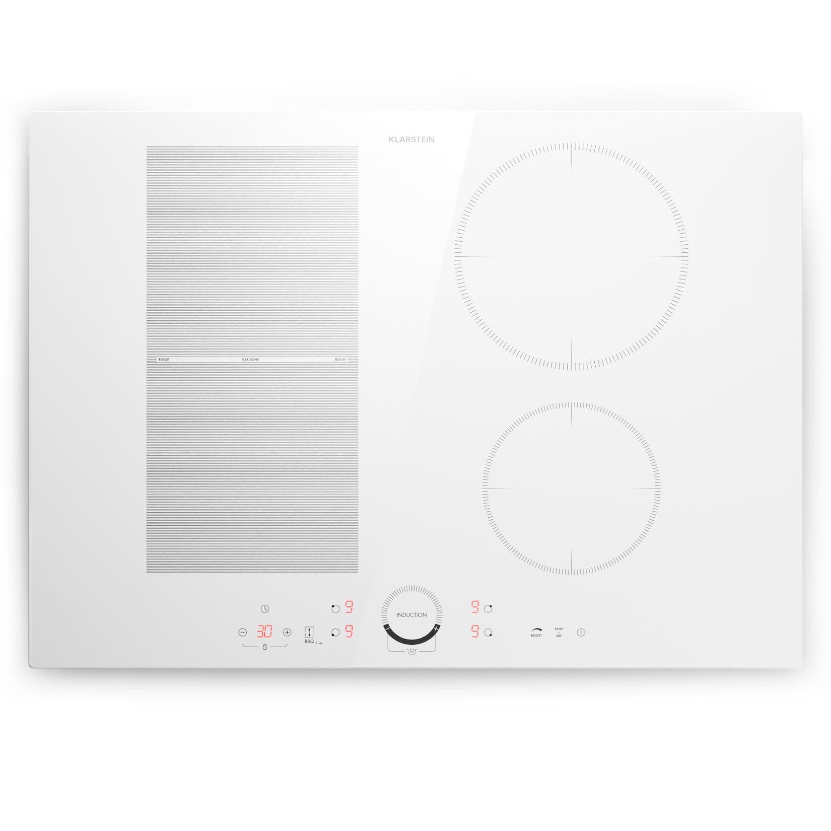 Klarstein Delicatessa 70 Hybrid Einbaukochfeld Induktion 4 Zonen 7000W Glaskeramik Weiß