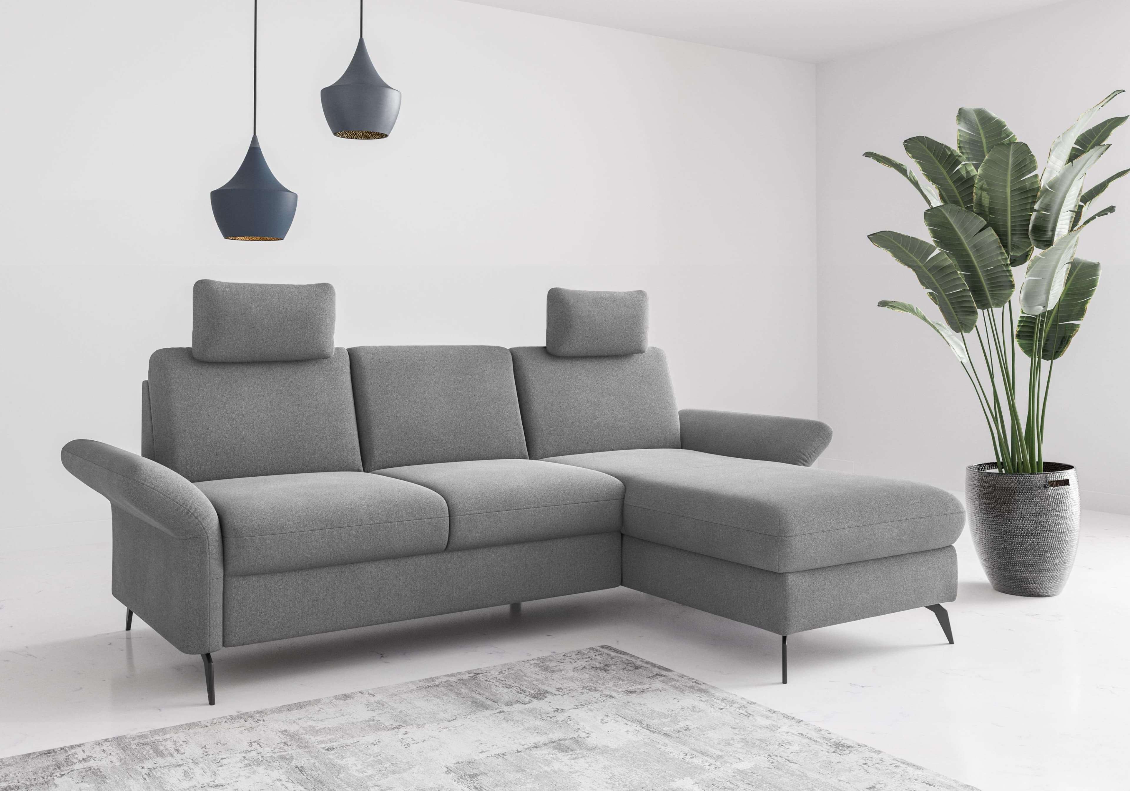 Home Affaire Ecksofa Rochelle Grau mit Recamiere