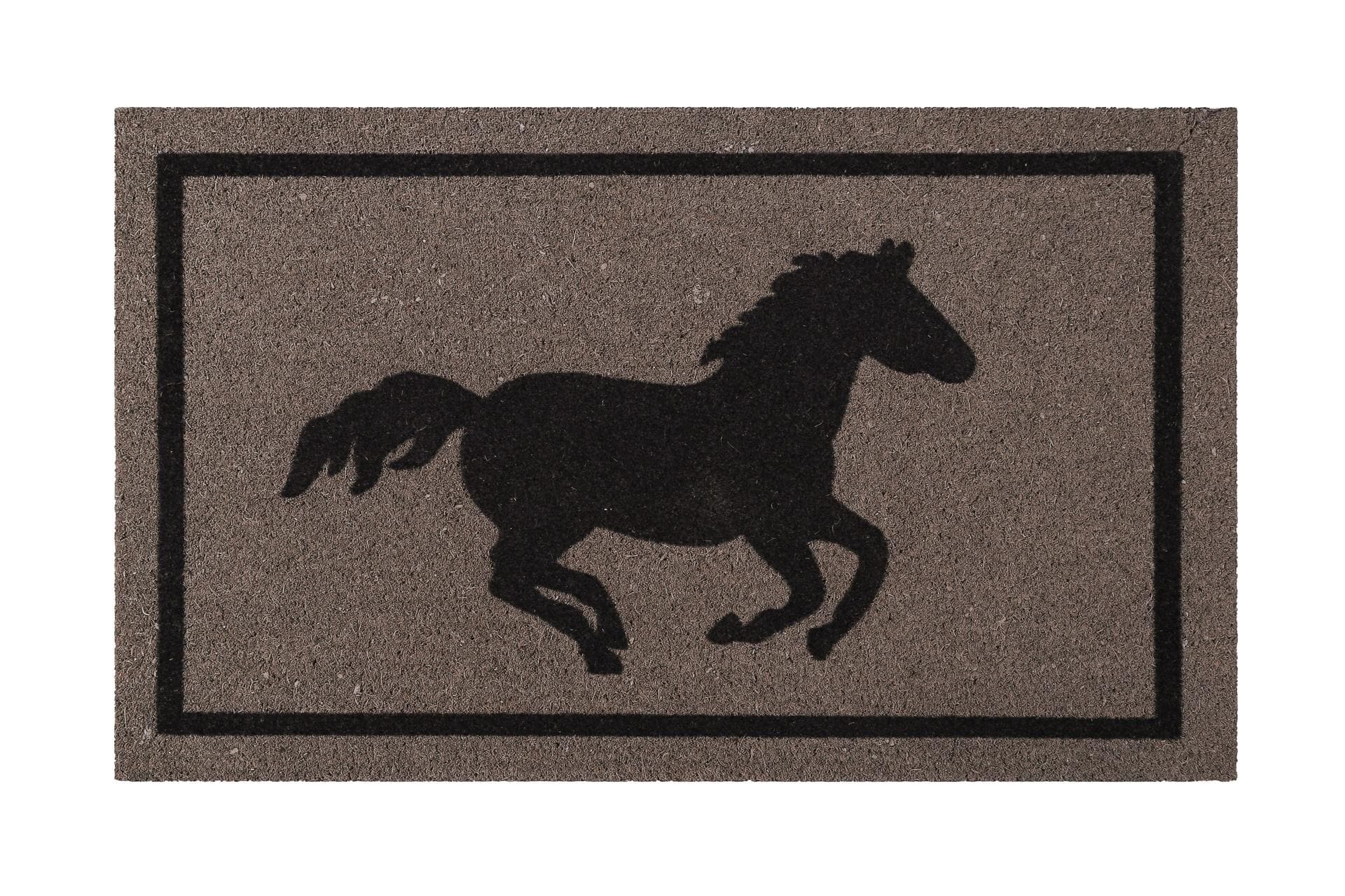 WECON HOME Fußmatte Champion Grau/Schwarz mit Pferde-Motiv