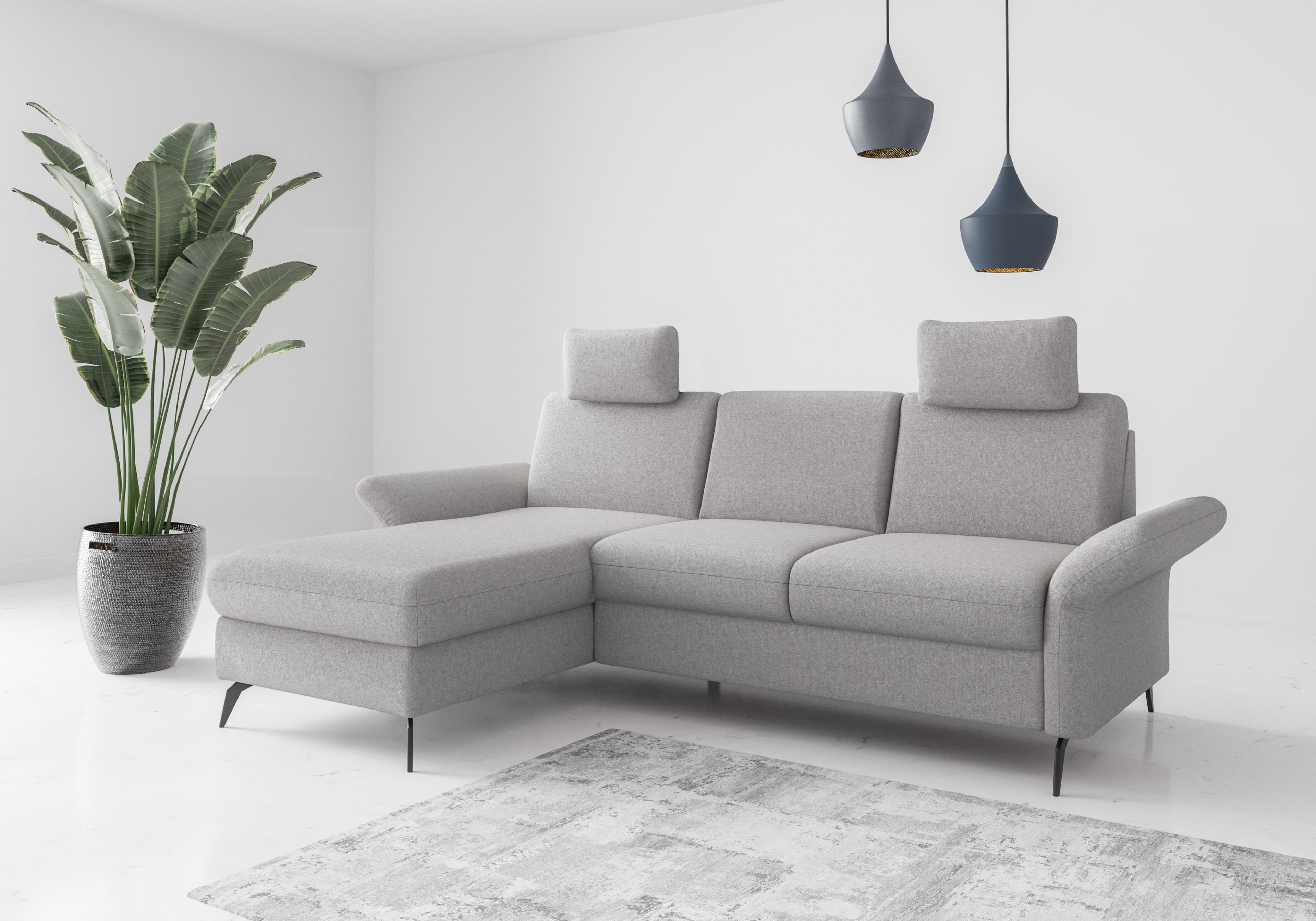 Home Affaire Ecksofa Rochelle Grau mit Recamiere