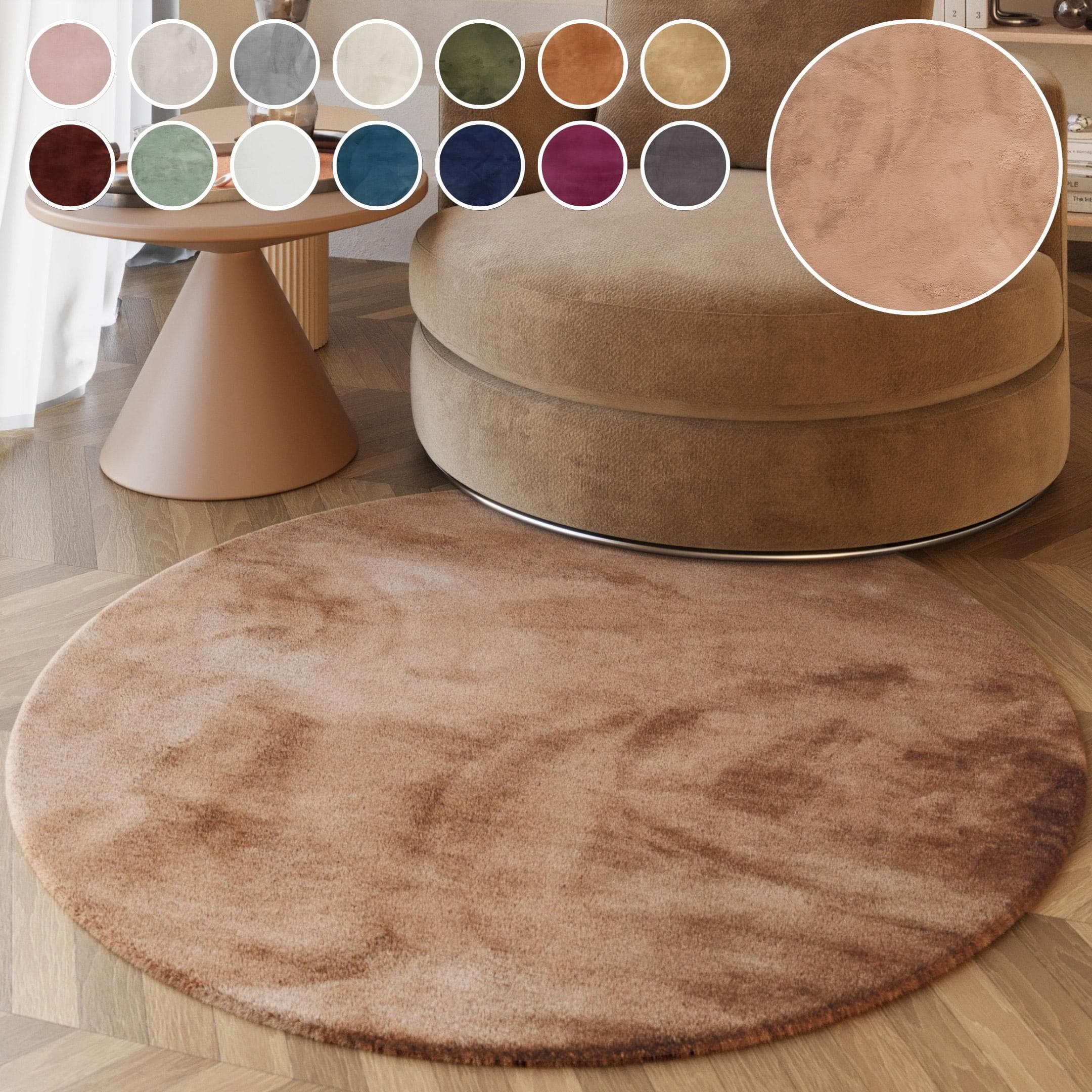 ESPRIT Hochflor-Teppich Alice Kunstfell Rosa Rund 150cm