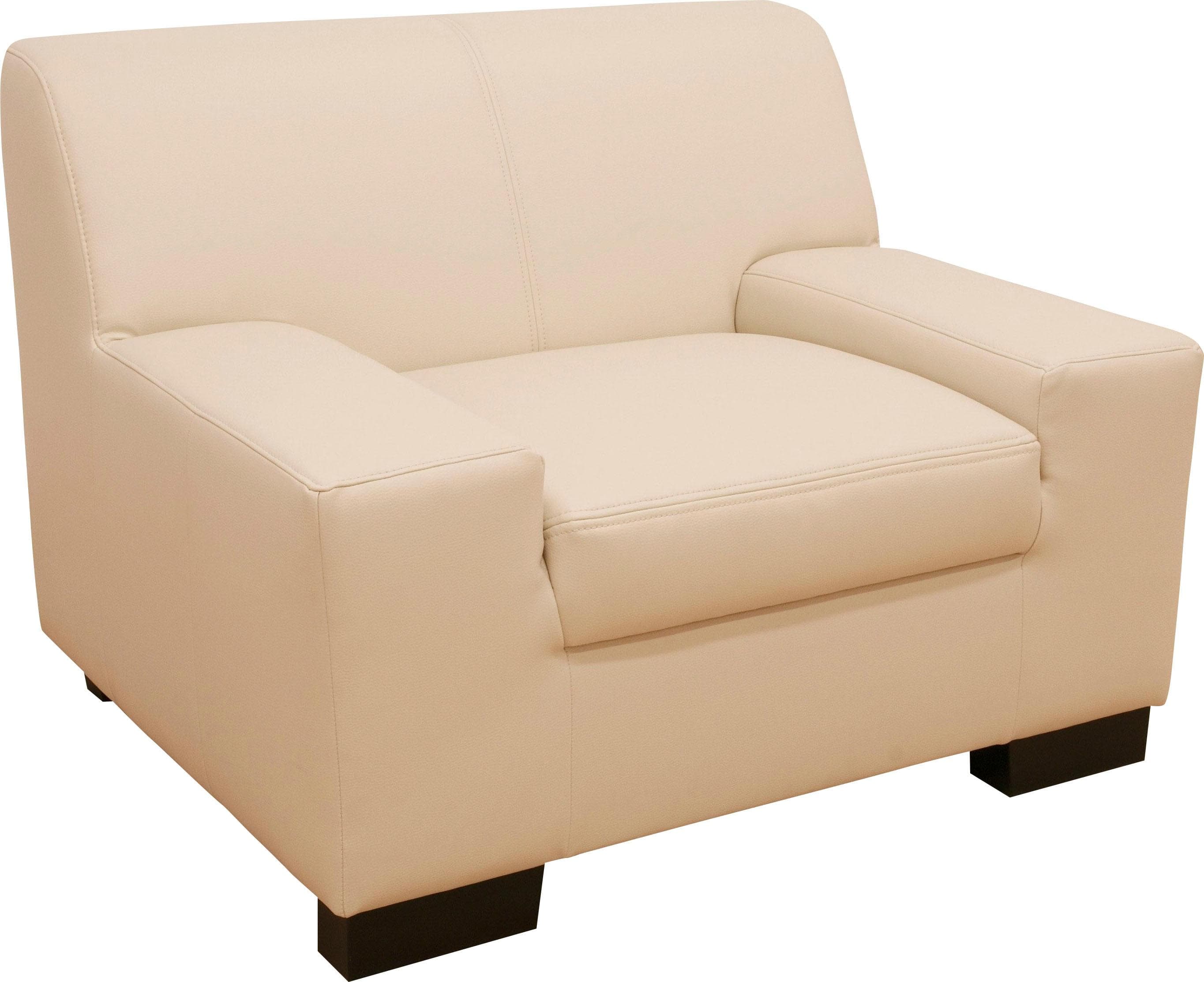 DOMO COLLECTION Sessel Norma Kubisch Creme NaturLEDER & Kunstleder