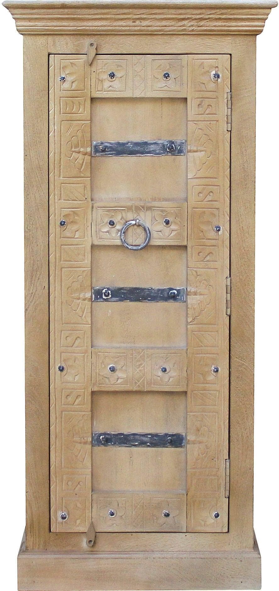 SIT Daipur Highboard Natur Antikgrau Massivholz mit 1 Tür