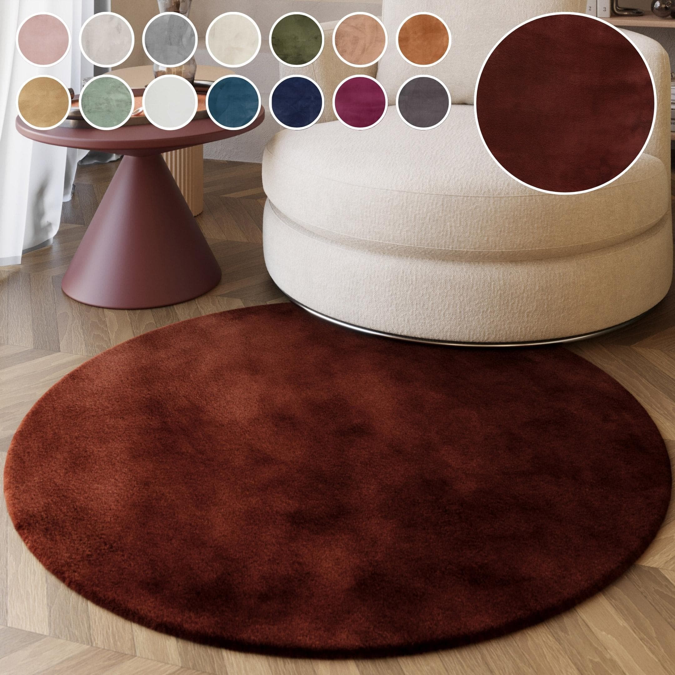 ESPRIT Hochflor-Teppich Alice Kunstfell Bordeaux Rund 200cm