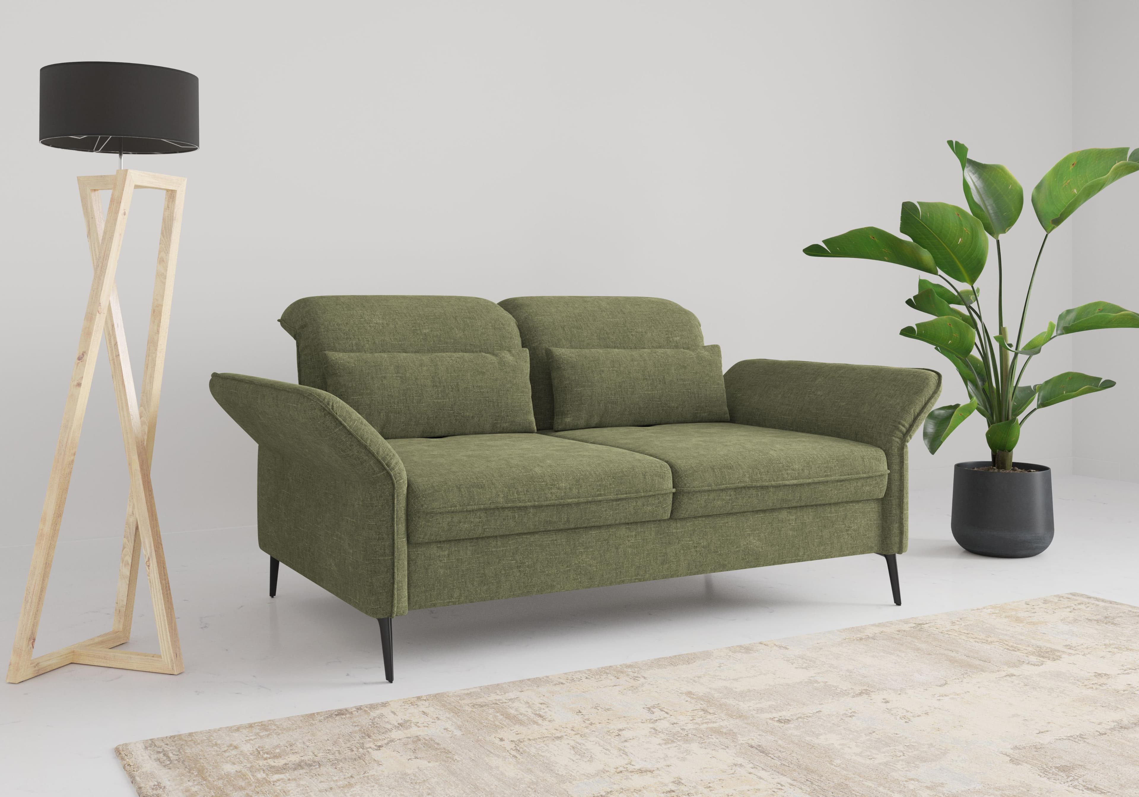 SIT & MORE Sofa Emely 3-Sitzer Hellgrün mit Sitztiefenverstellung