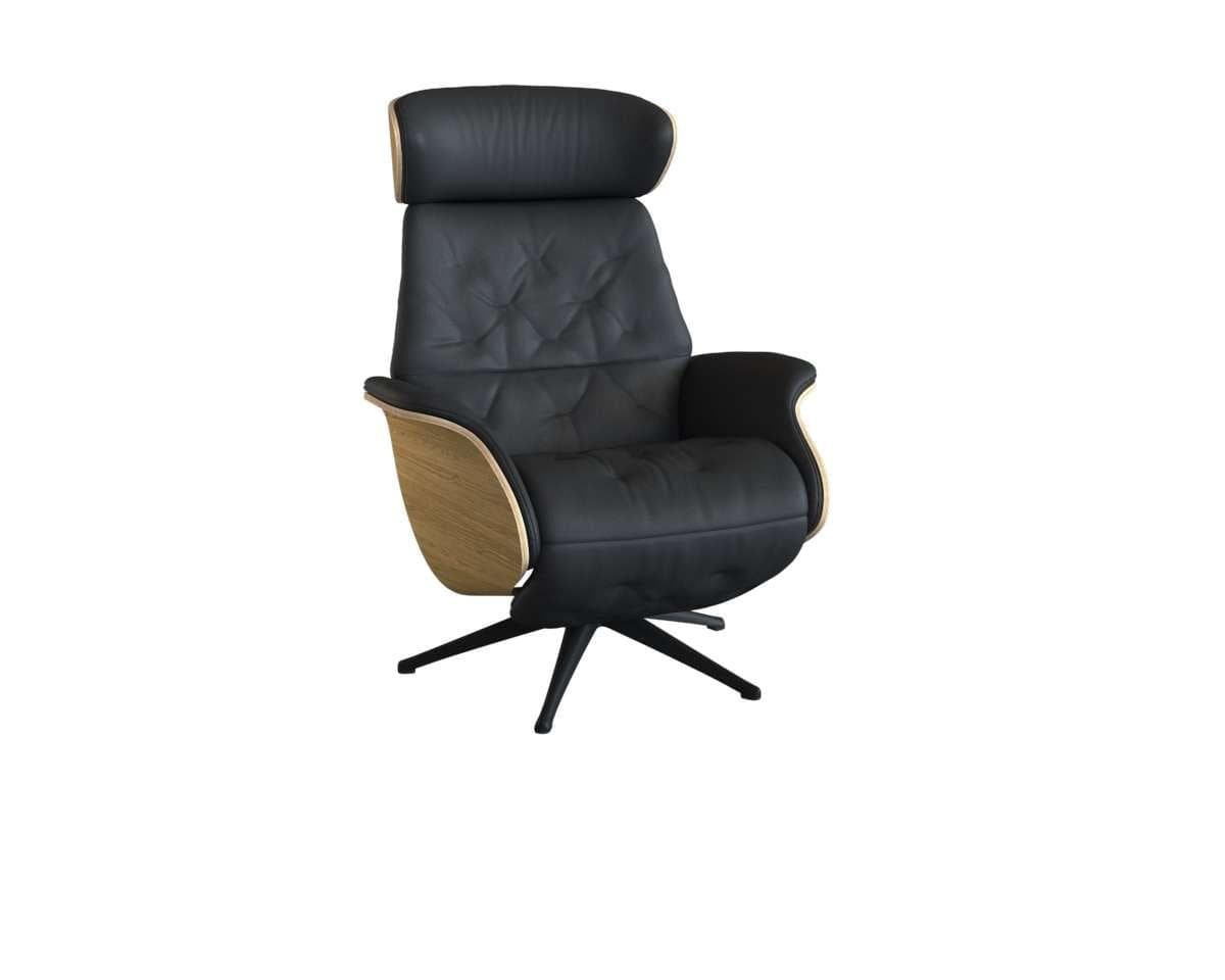 FLEXLUX Volden Elektrischer Relaxsessel Schwarz Echtleder