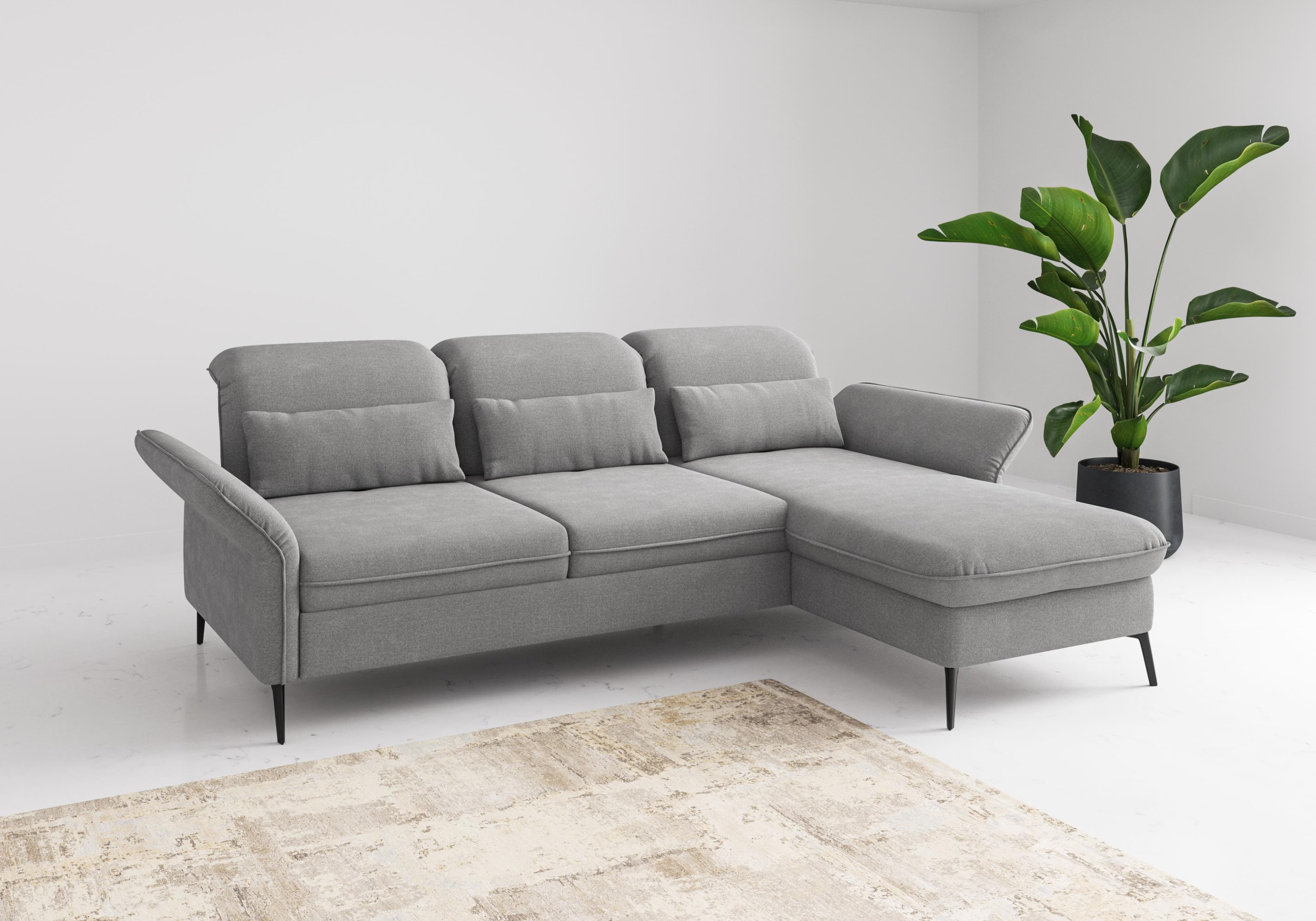 Ecksofa SIT & MORE Emely Grau mit Sitztiefenverstellung