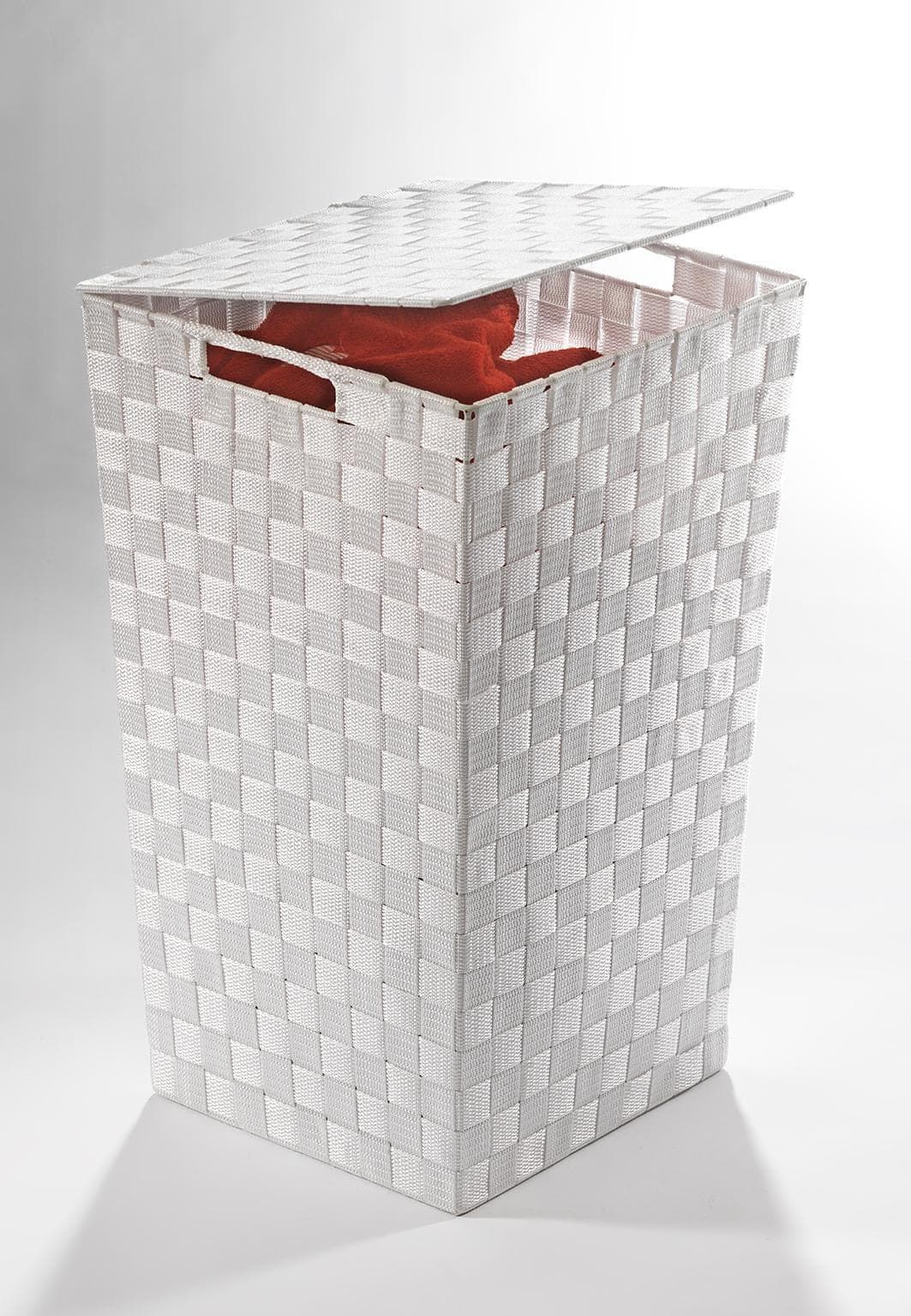 Locker Wäschekorb Weiß Nylon Metallrahmen mit Deckel