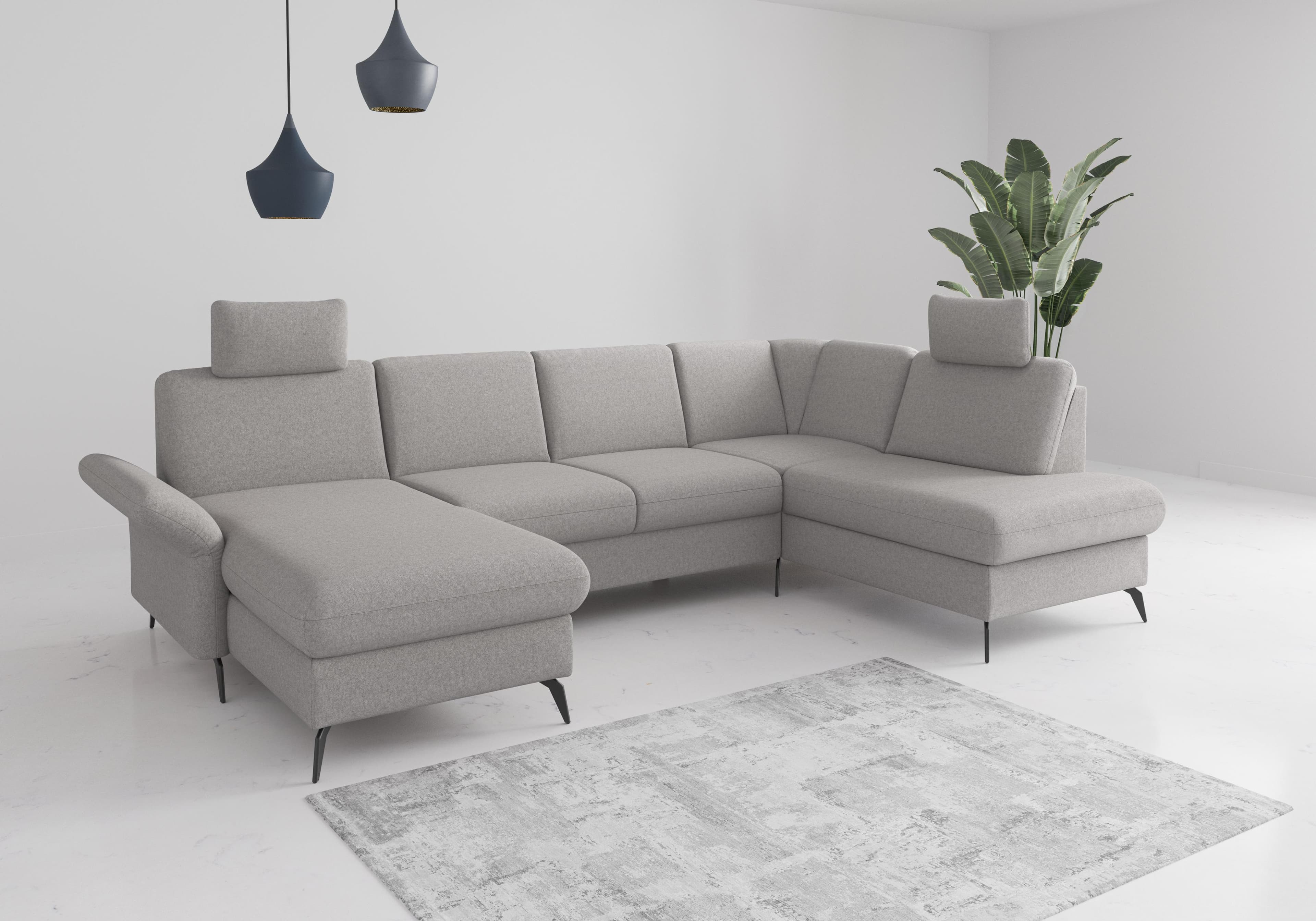 Home Affaire Wohnlandschaft Rochelle Hellgrau mit Recamiere