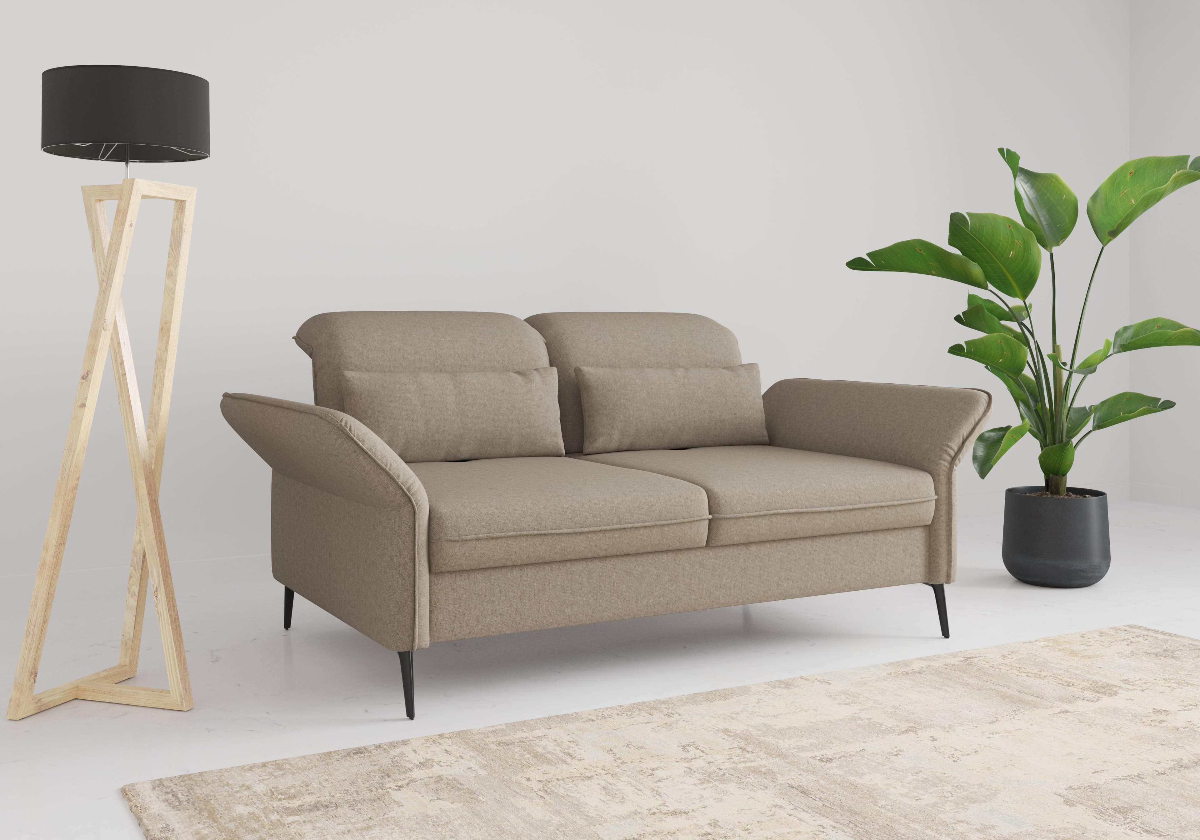 sit&more 3-Sitzer Emely Beige mit Sitztiefenverstellung