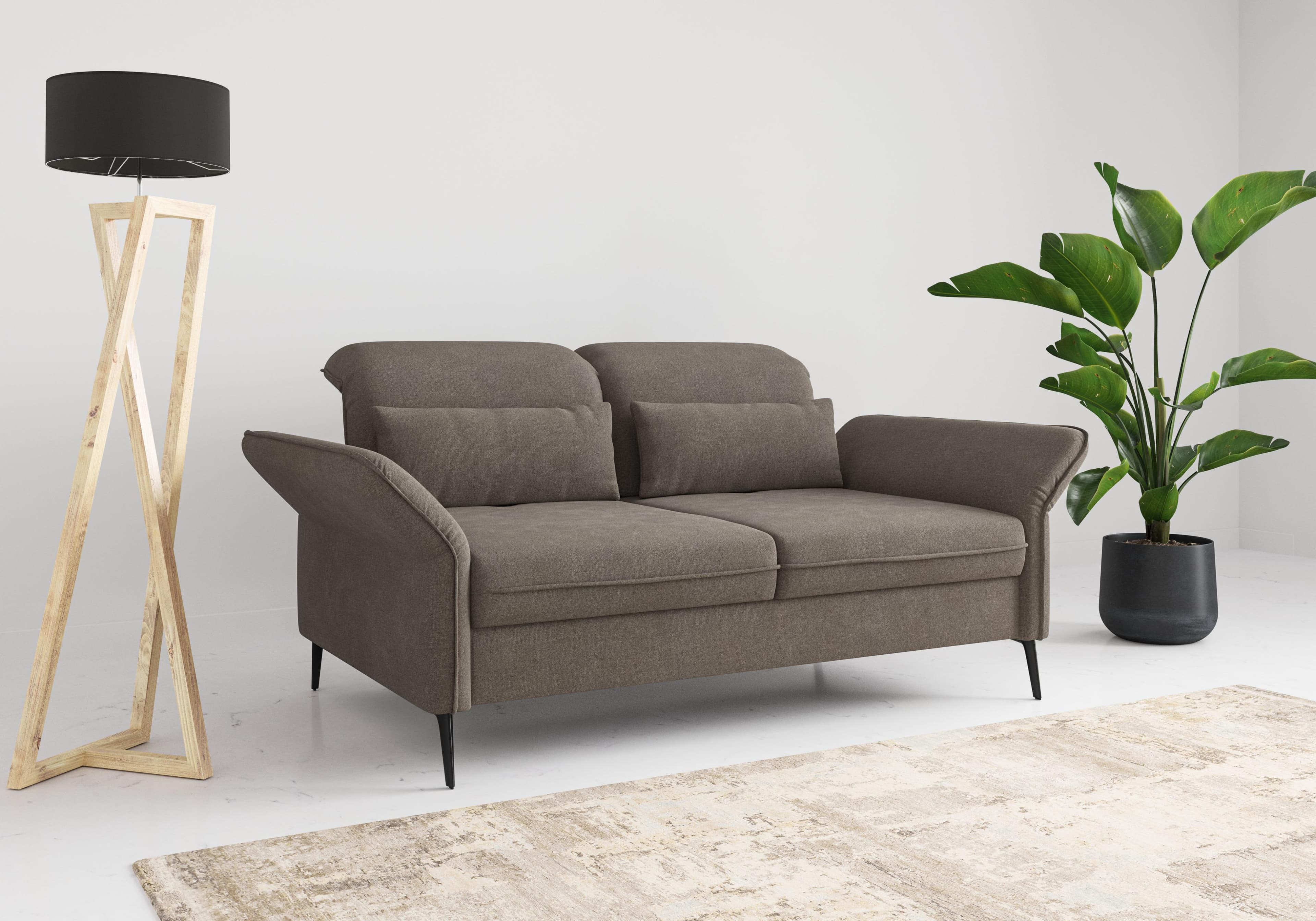 Sit & More Sofa Emely 3-Sitzer mit Sitztiefenverstellung und Bettfunktion