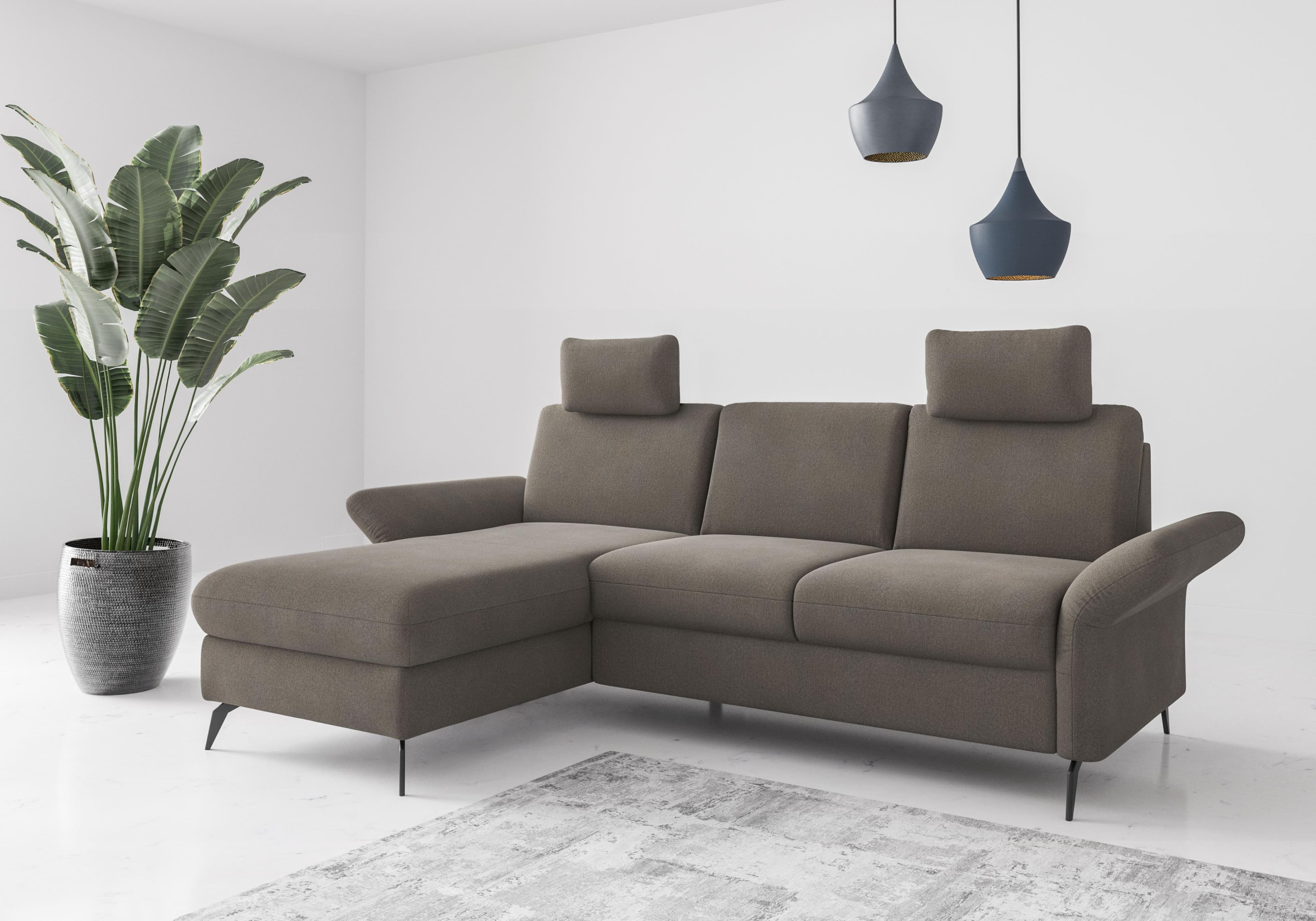 Home Affaire Ecksofa Rochelle Braun Microfaser Recamiere Links