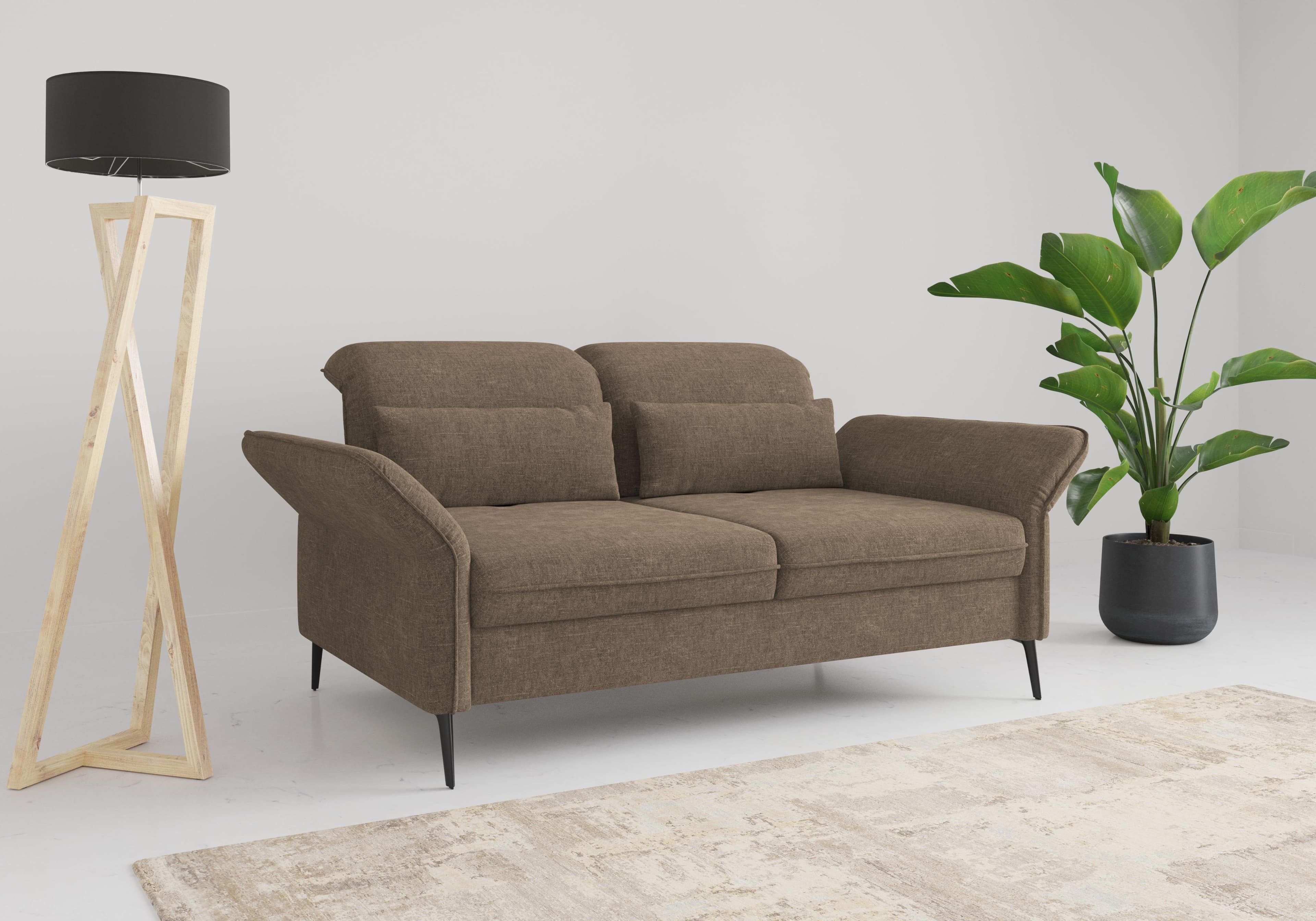 SIT & MORE Sofa Emely 2,5-Sitzer hellbraun mit Sitztiefenverstellung