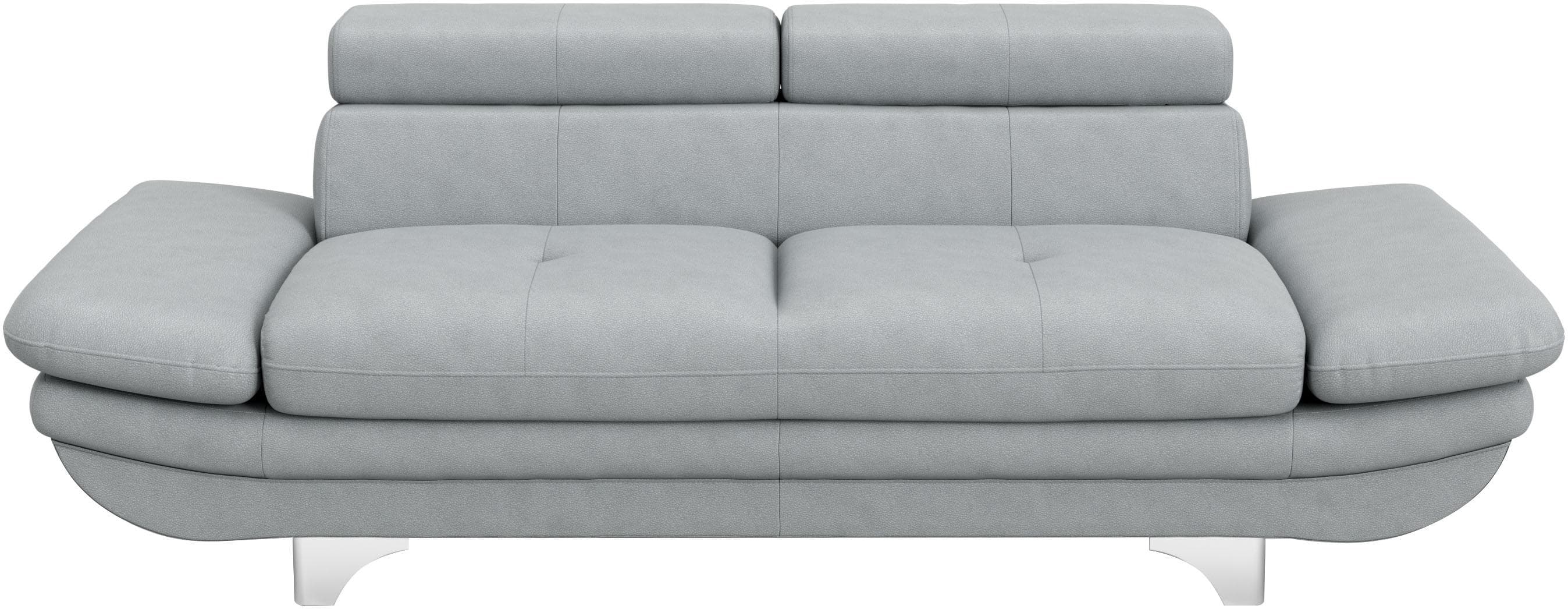 COTTA Enterprise 2-Sitzer Sofa hellgrau Kunstleder mit Verstellung