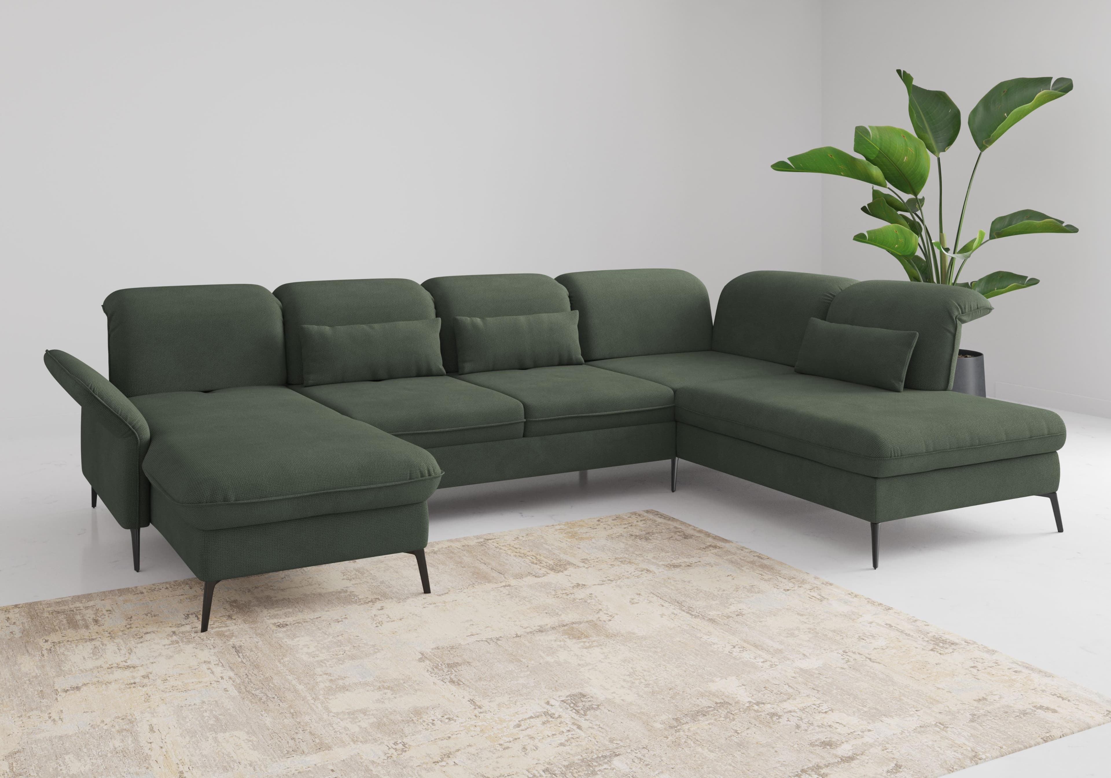 sit&more Wohnlandschaft Emely Grün mit Sitztiefenverstellung