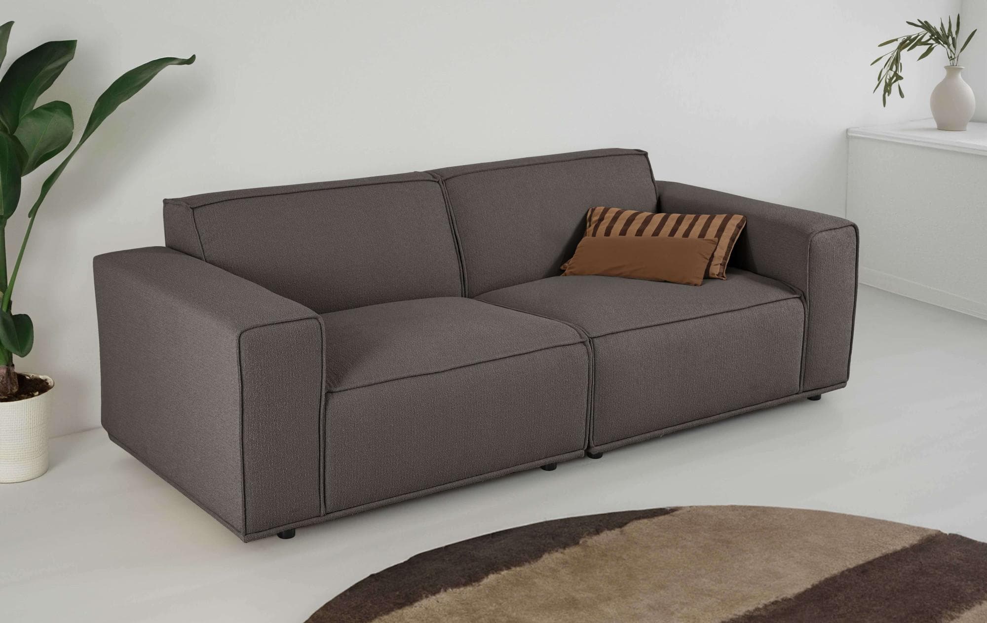 Home Affaire Avelin 3-Sitzer Sofa Dunkelgrau Boucle Skandi-Design
