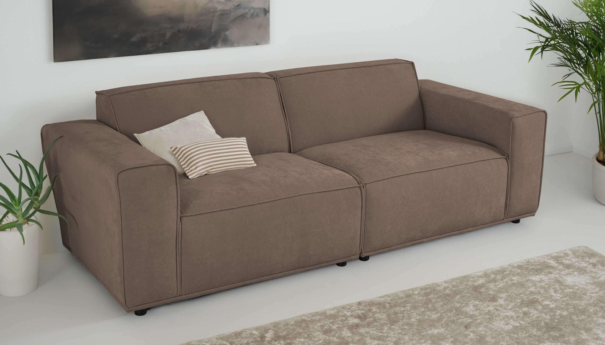 Home Affaire Sofa Avelin 3-Sitzer Braun Chenille Skandi-Design