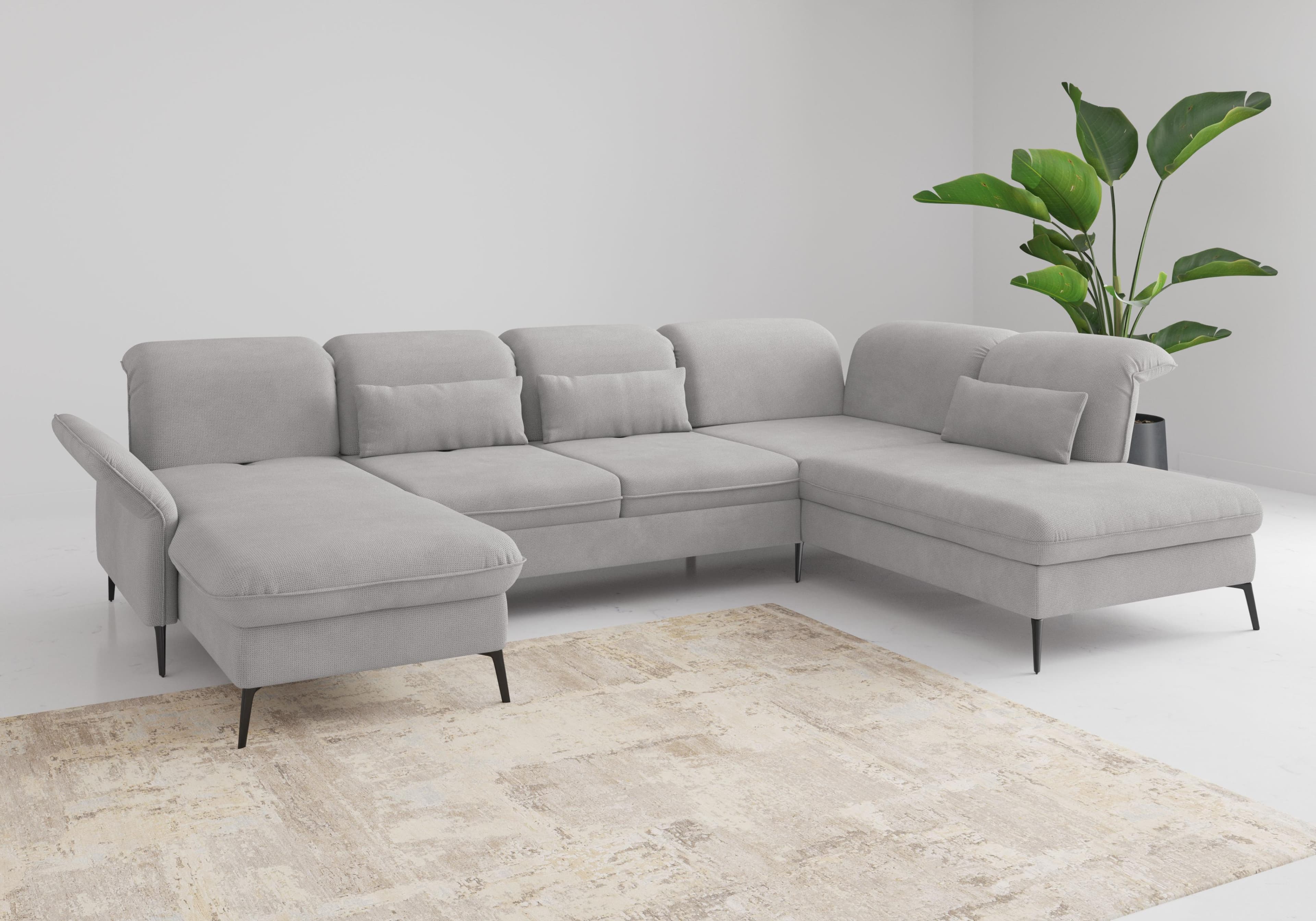 Sit & More Wohnlandschaft Emely mit Sitztiefenverstellung Silber
