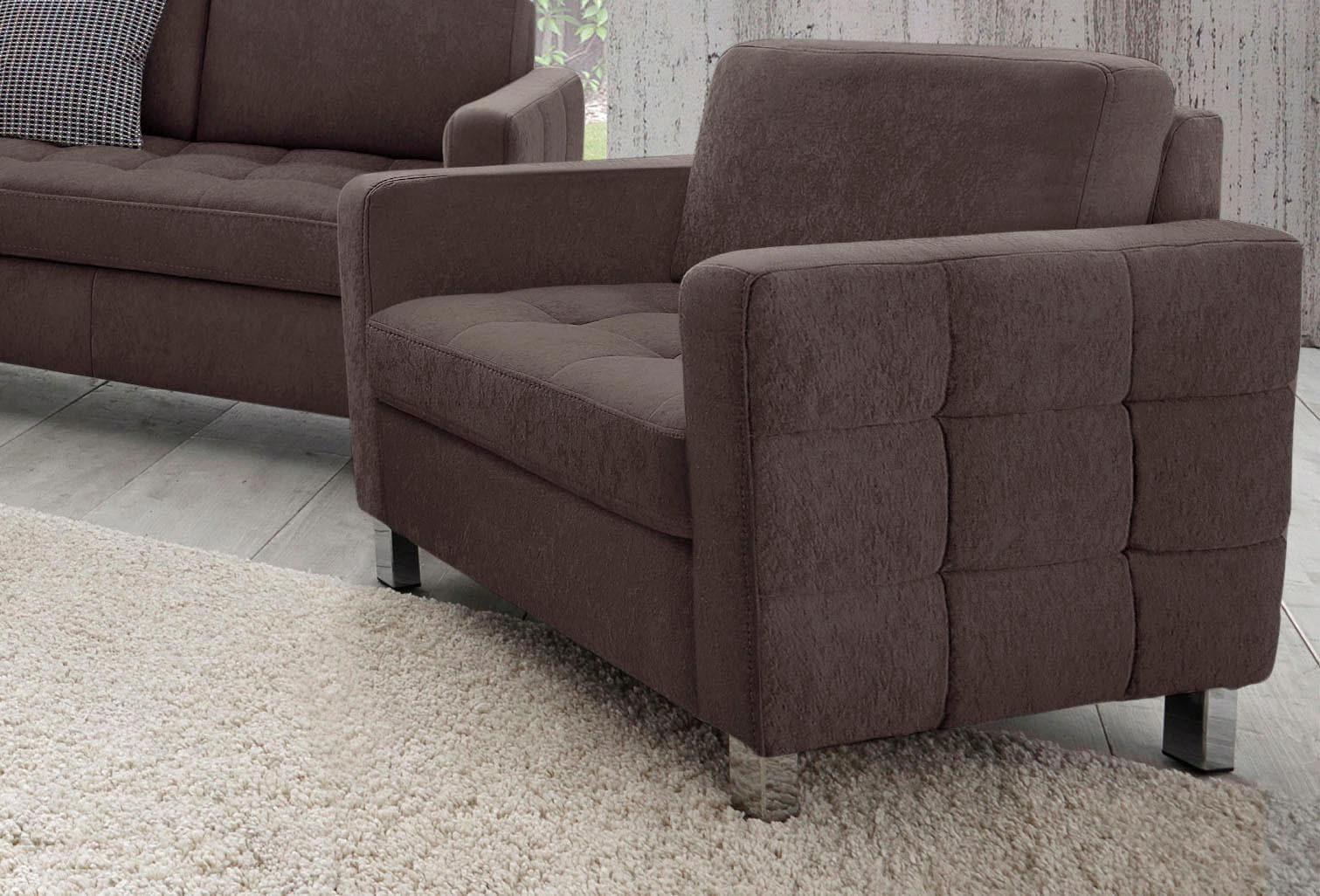 Sessel SIT & MORE Pablo Dunkelbraun Microfaser