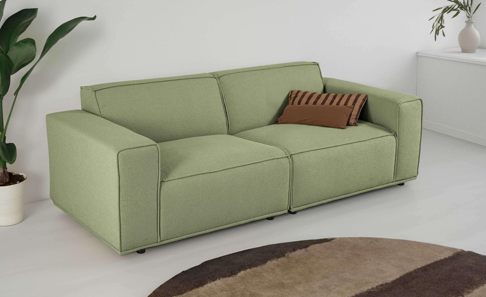 Home Affaire Avelin 3-Sitzer Sofa Olive Boucle Skandi