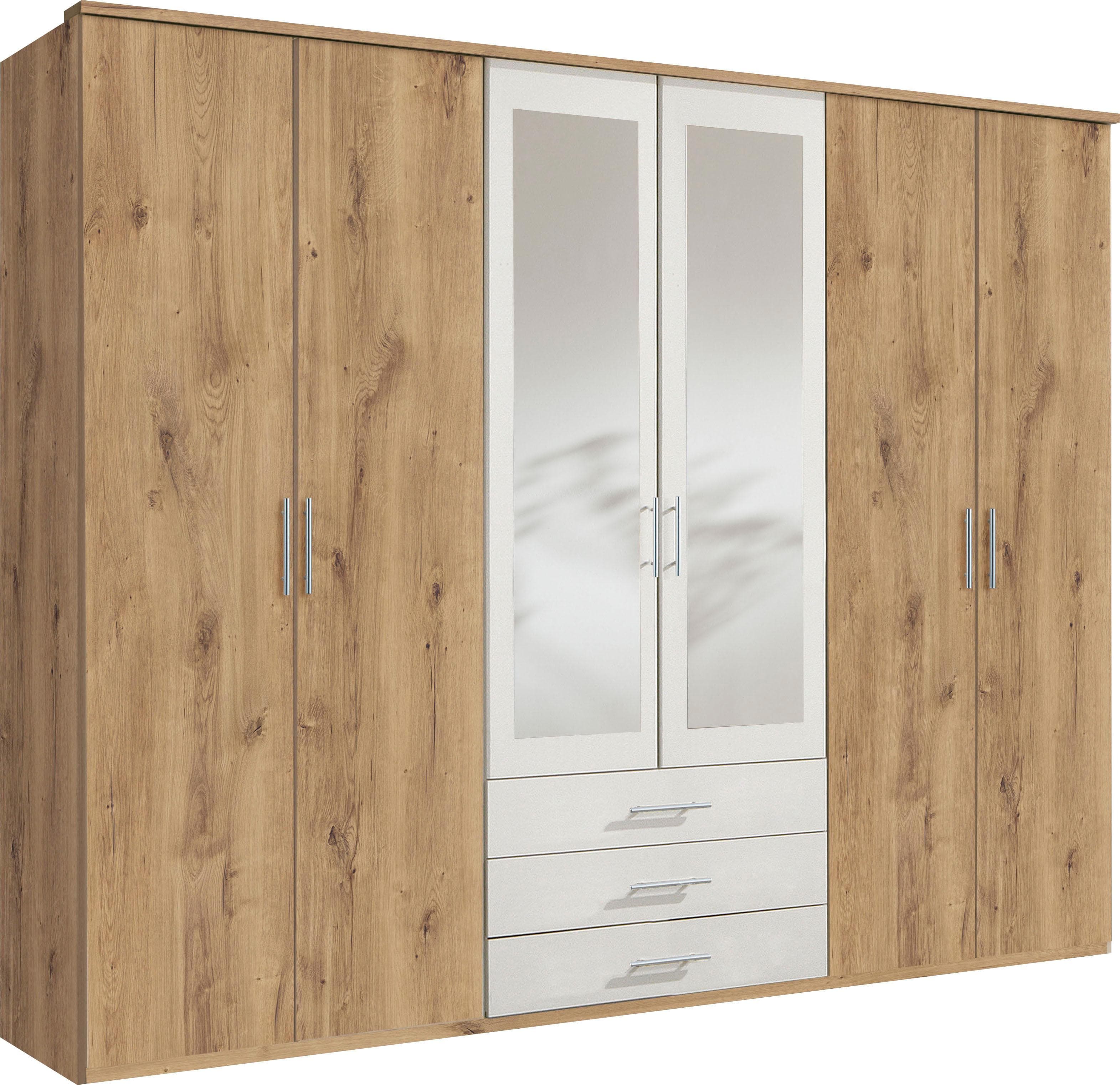 WIMEX Kleiderschrank Ben 270 cm Braun/Weiß mit Schubladen