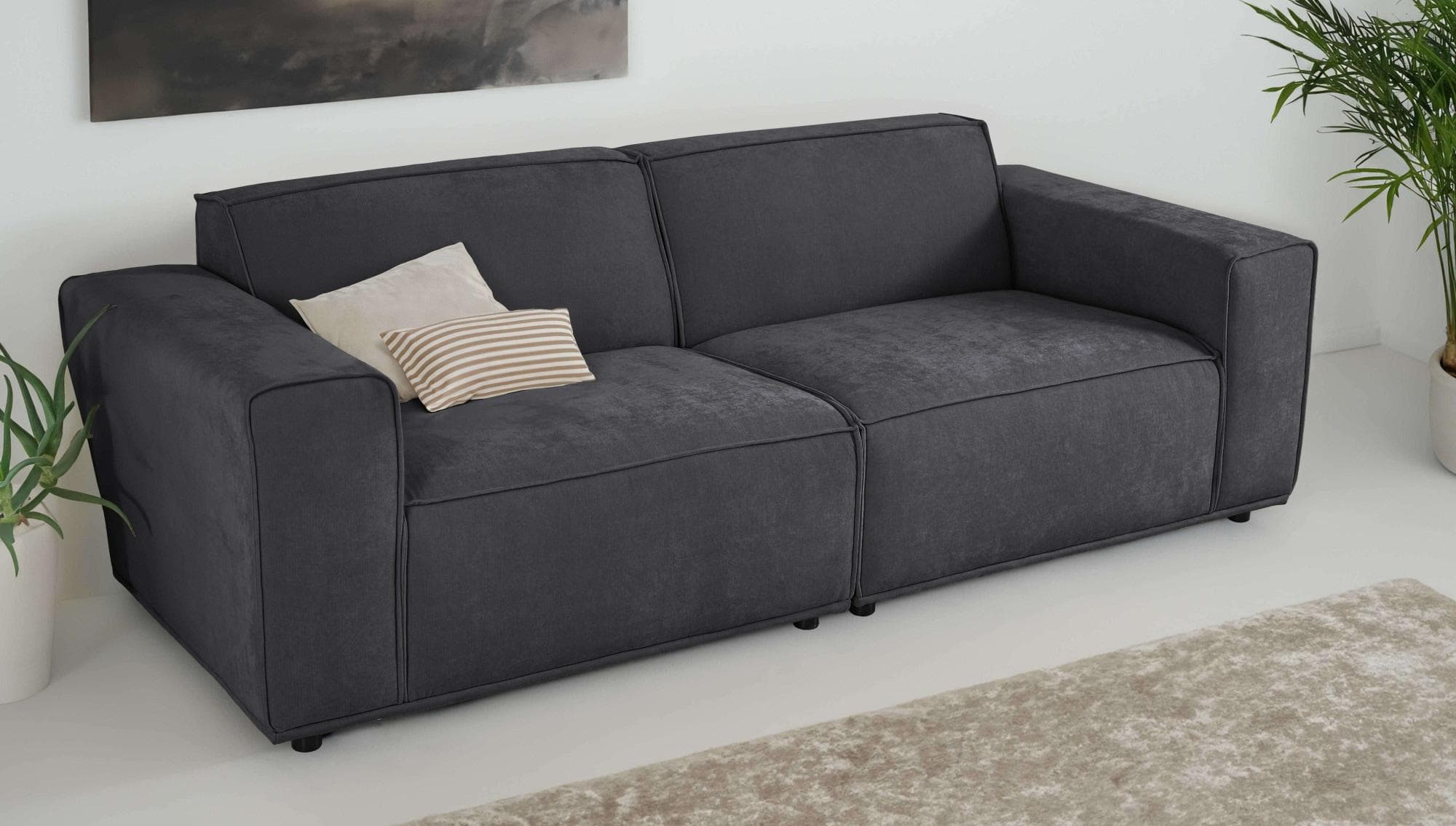 Home Affaire 3-Sitzer Sofa Avelin Dunkelgrau Chenille Skandi