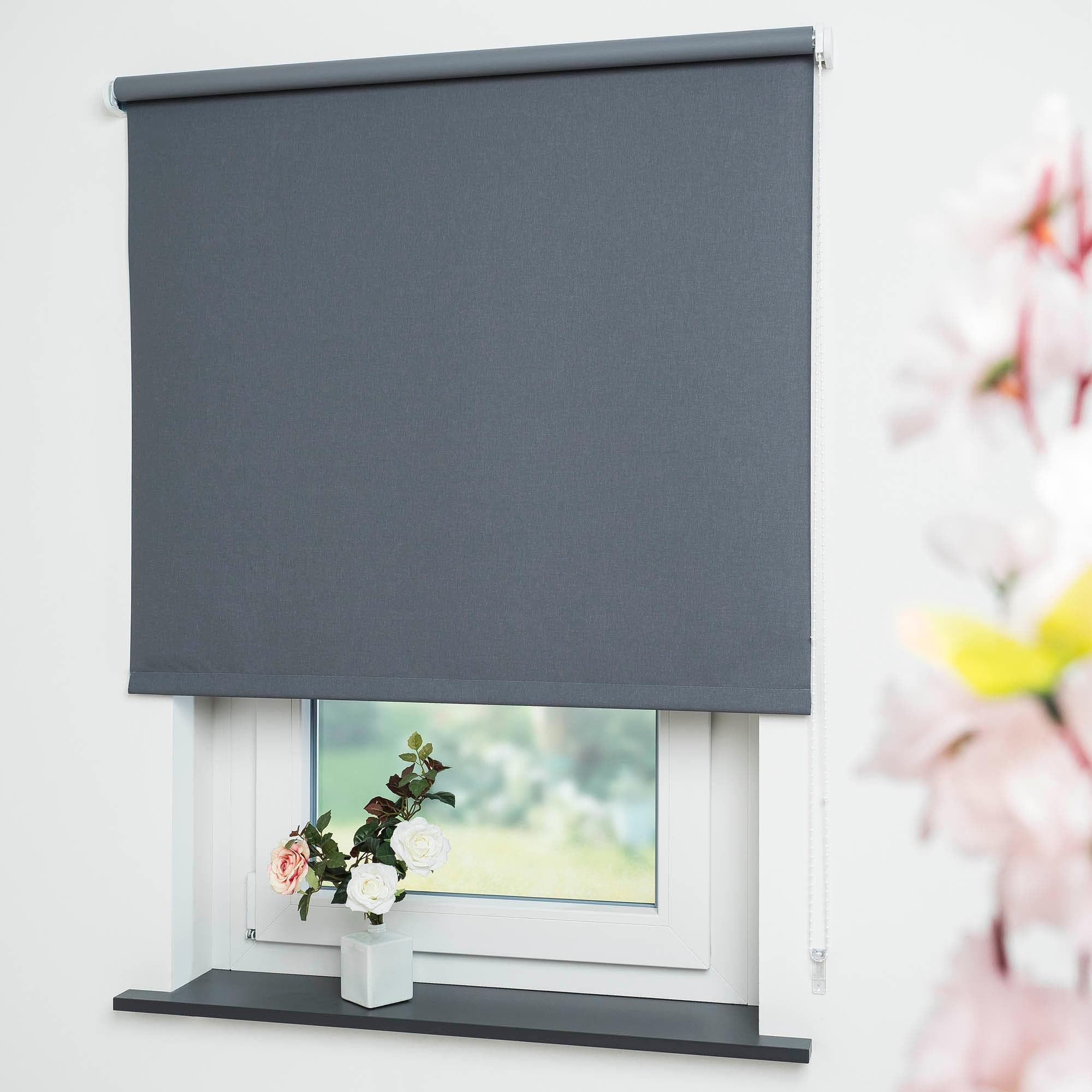 Seitenzugrollo LIEDECO Uni Dunkelgrau Polyester