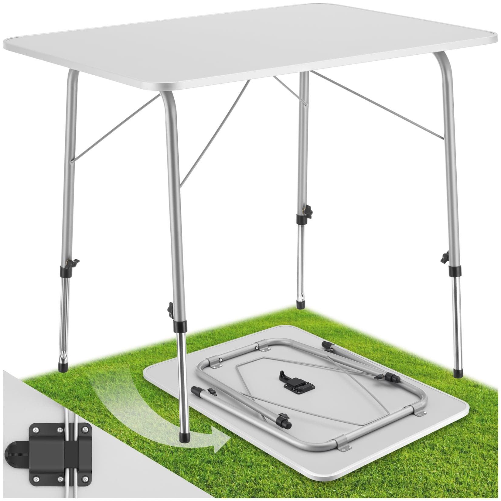tectake Campingtisch Julian Höhenverstellbar Grau/Silber