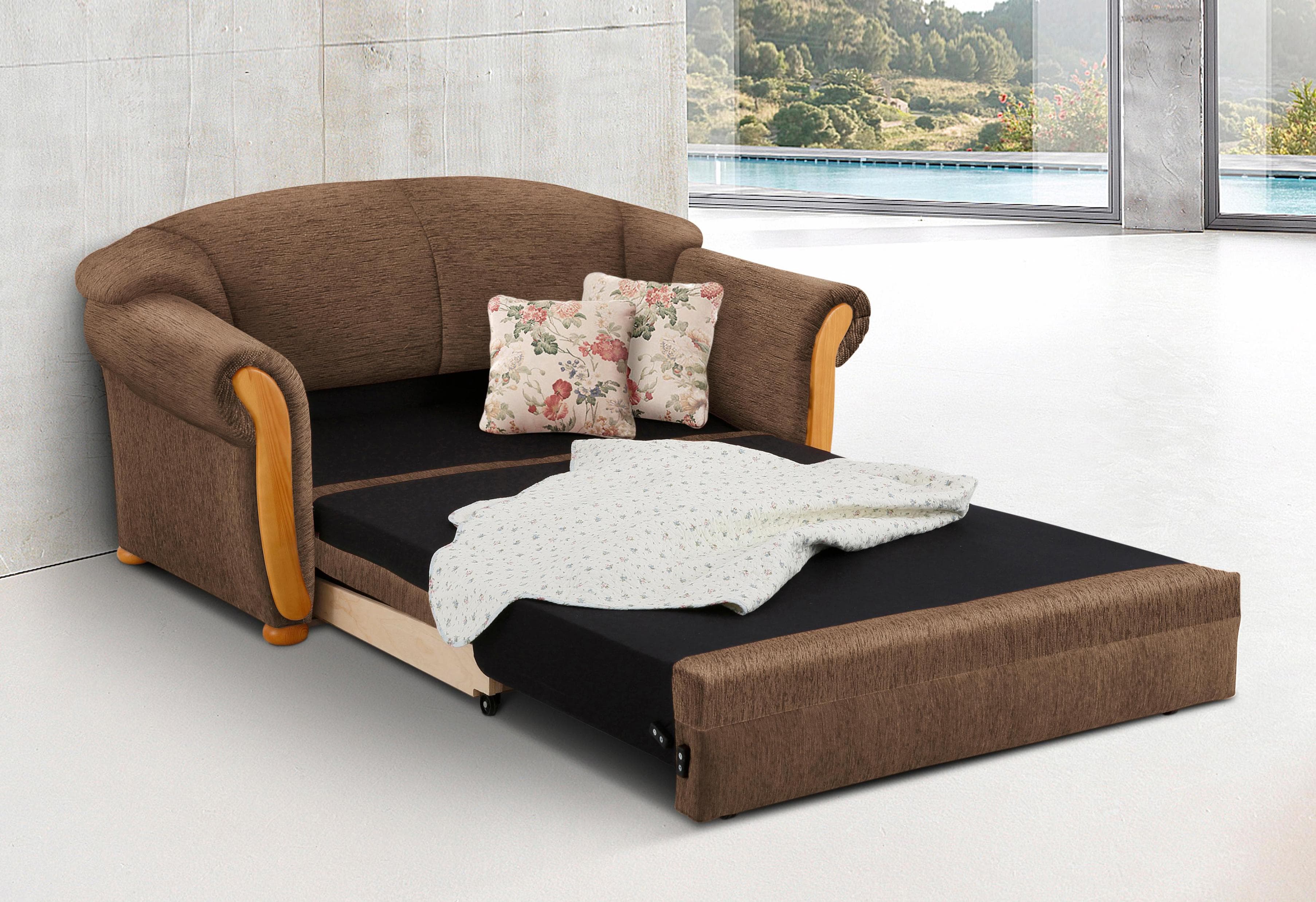 Home Affaire Milano Schlafsofa 2-Sitzer Braun Landhaus-Stil