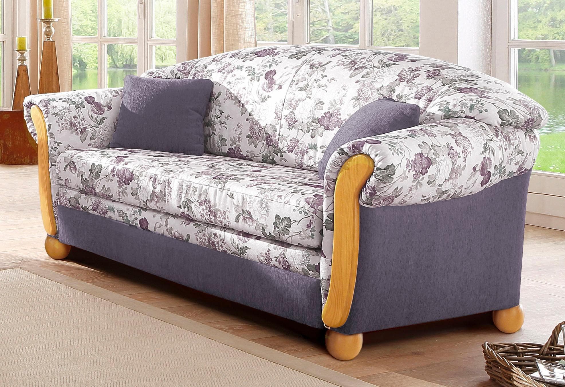 Home Affaire Milano Schlafsofa 2-Sitzer Landhaus-Stil Flieder