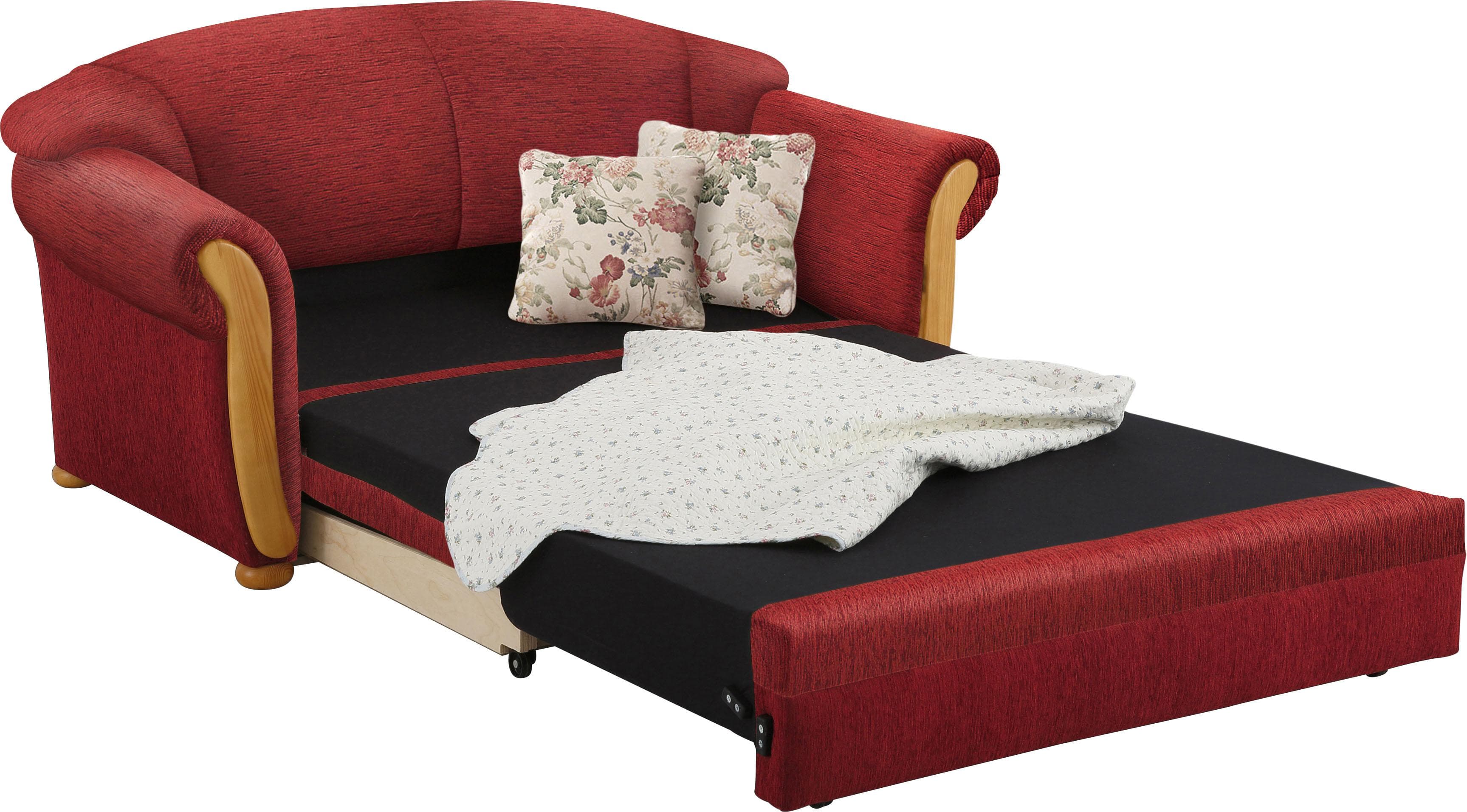 Home Affaire Milano Schlafsofa 2-Sitzer Landhaus-Stil Rot Chenille