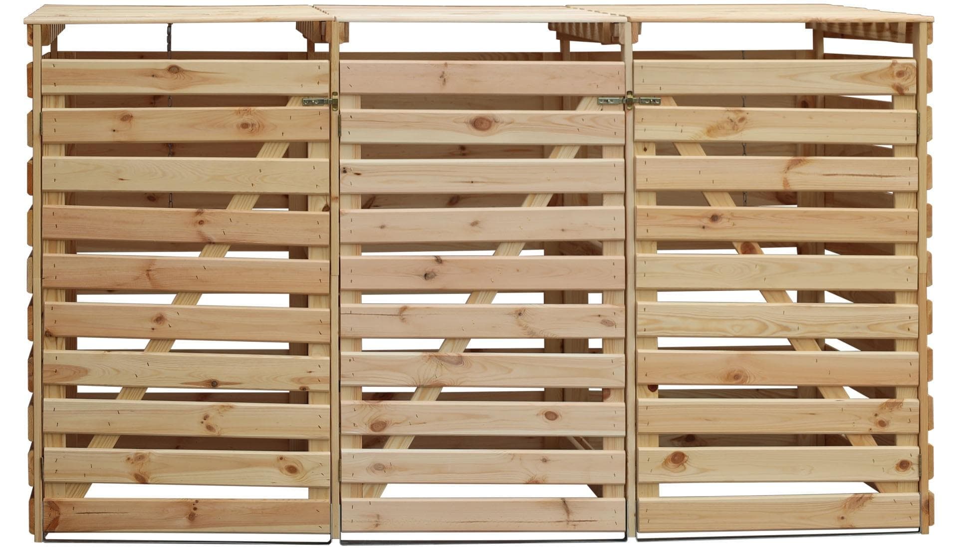Promadino Mülltonnenbox Vario V Beige Natur Massivholz