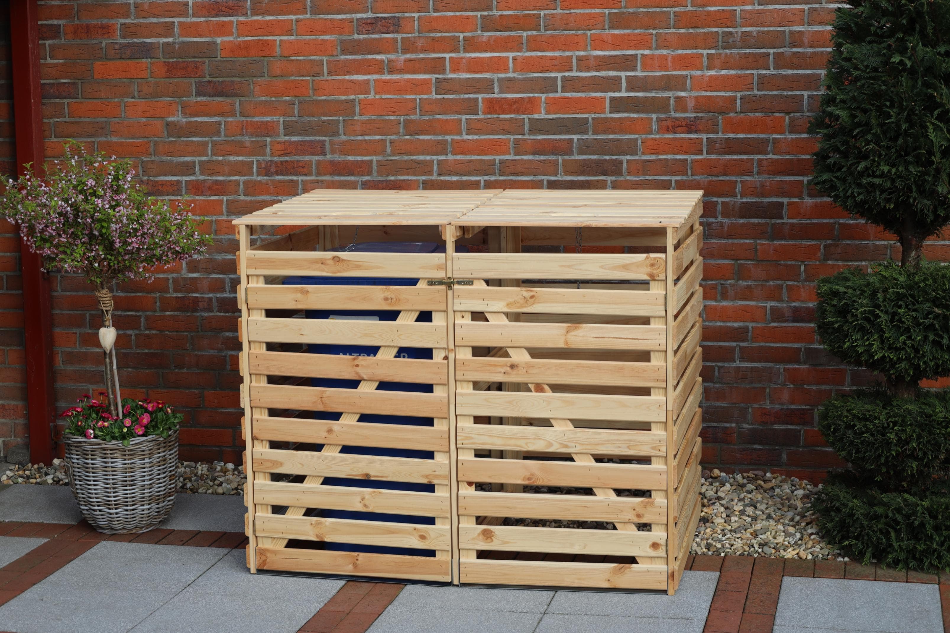 PROMADINO Mülltonnenbox Vario V Beige Kiefernholz