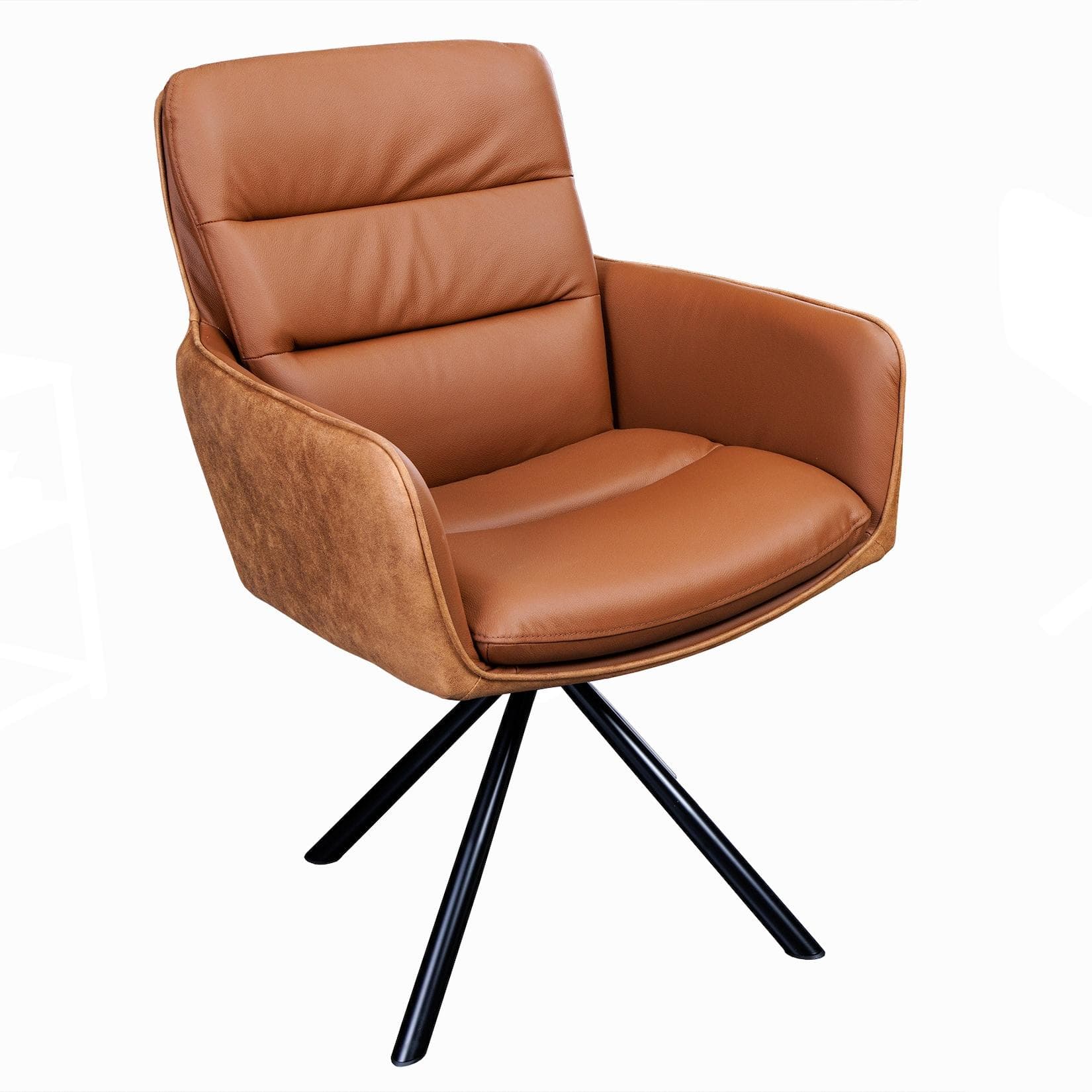 riess-ambiente Polsterstuhl BIG GEORGE Cognac Schwarz Echtleder