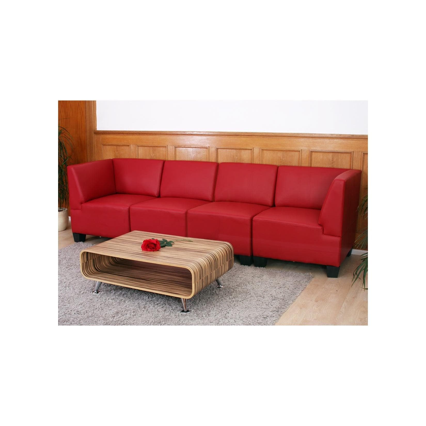 Modular 4-Sitzer Sofa Couch Moncalieri Rot Hohe Armlehnen