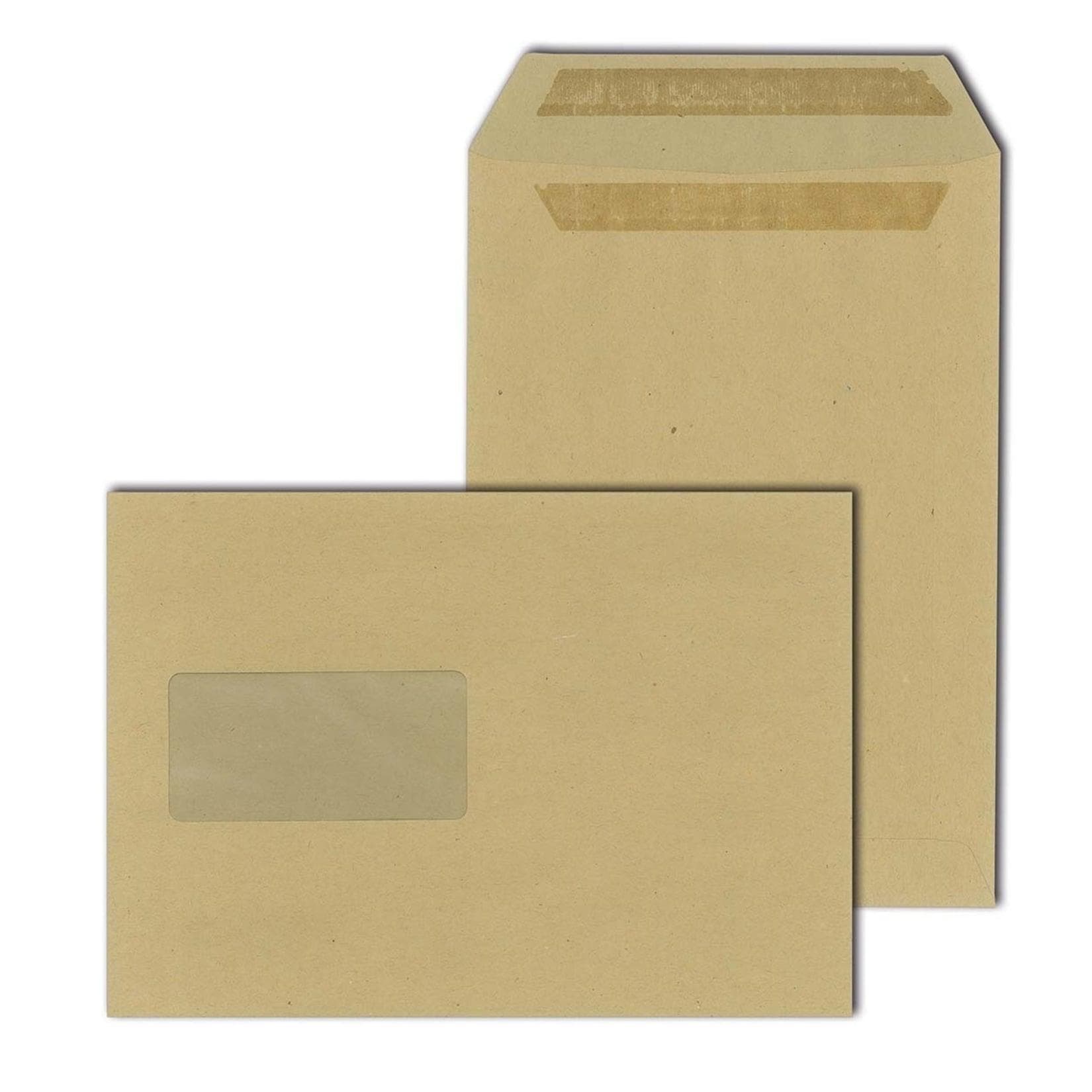 HTI-Living Selbstklebende Versandtaschen mit Fenster - 500er Set in Natron Braun