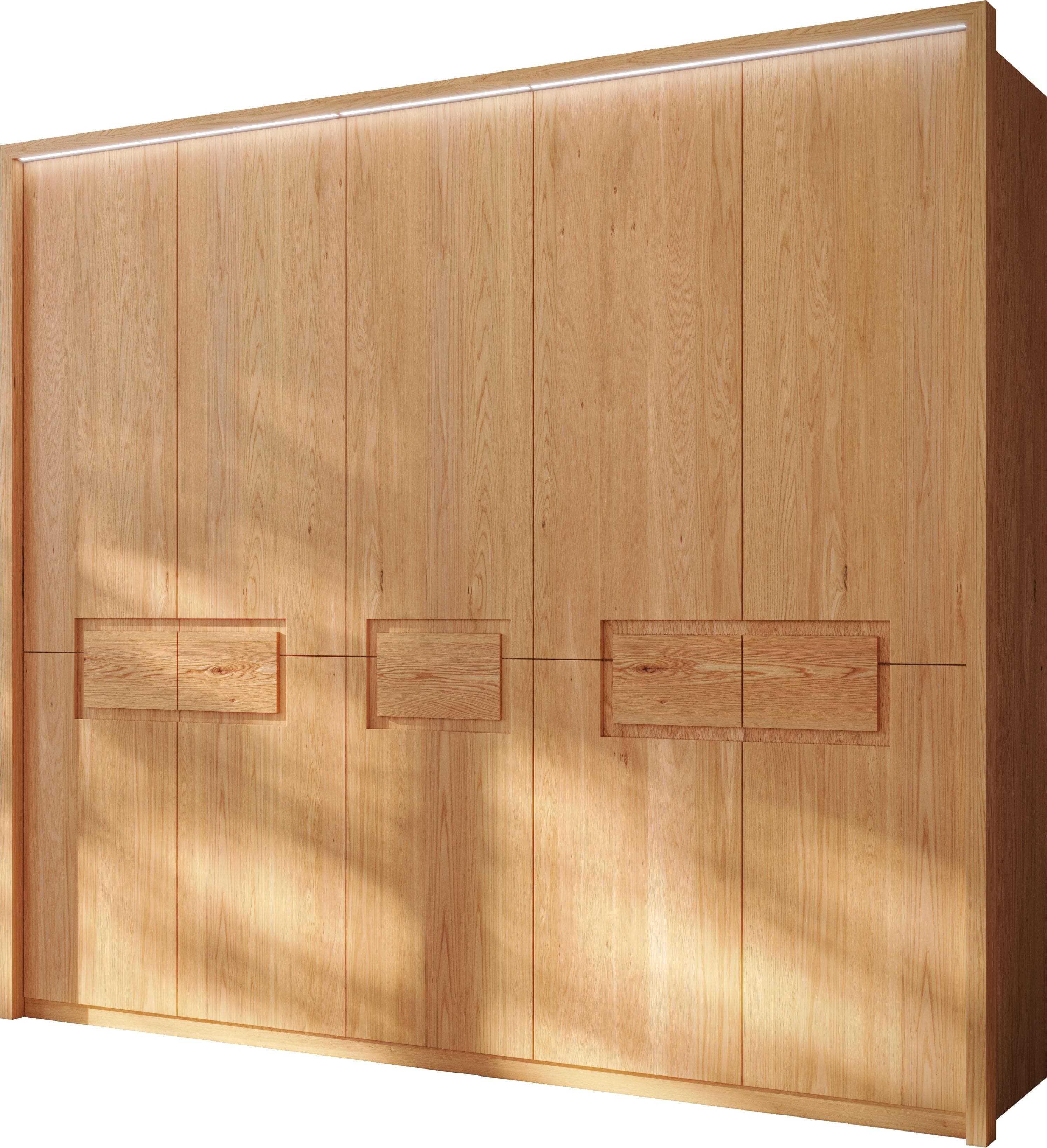 Home Affaire Léopoldine Kleiderschrank Kernbuche Massivholz mit LED-Passepartout