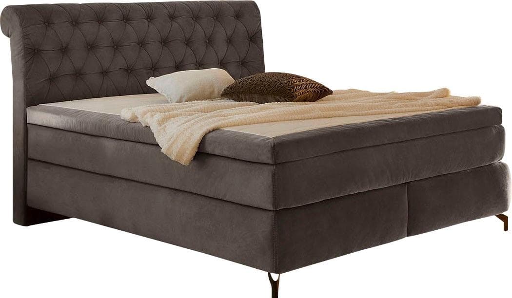 Jockenhöfer Gruppe Boxspringbett Scarlett mit Kaltschaum-Topper und Chesterfield-Kopfteil