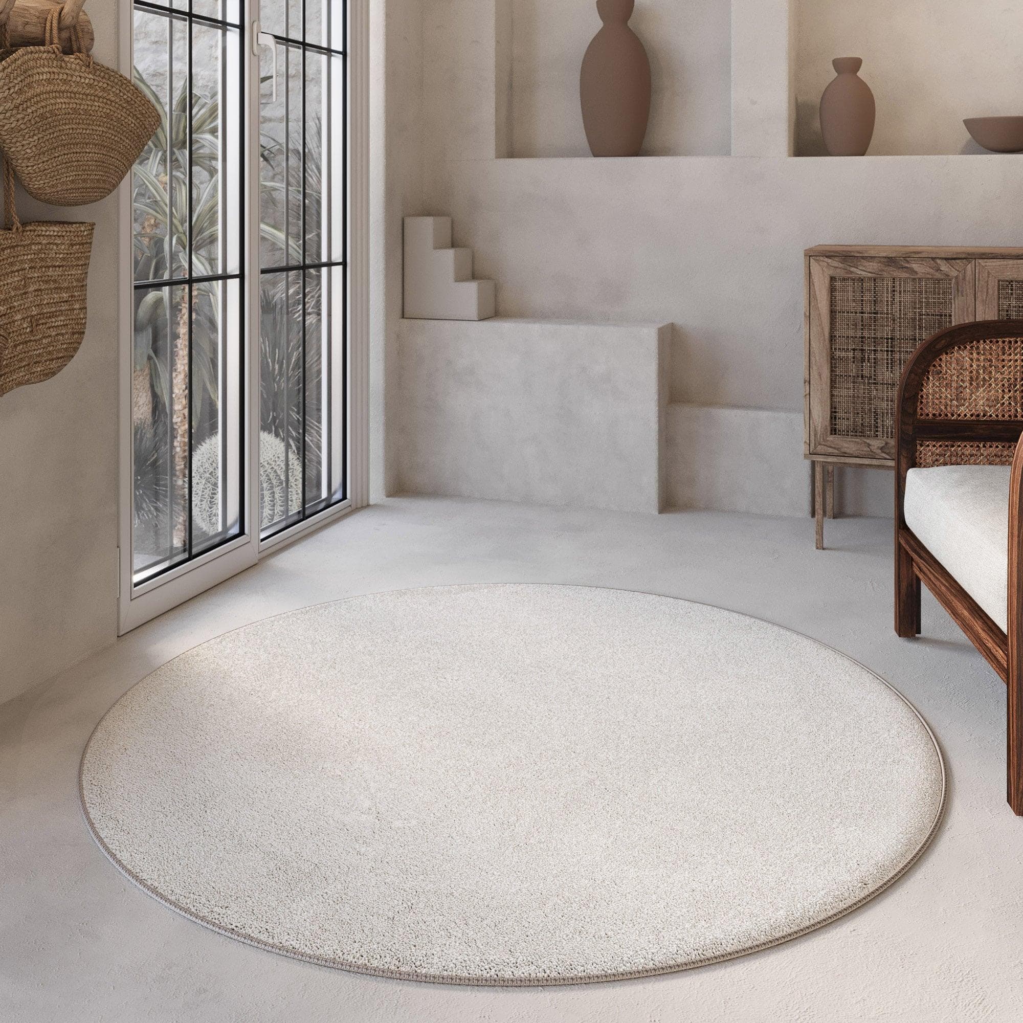 WECON HOME BASICS Nova Hochflor-Teppich Beige Creme Weiß Shaggy