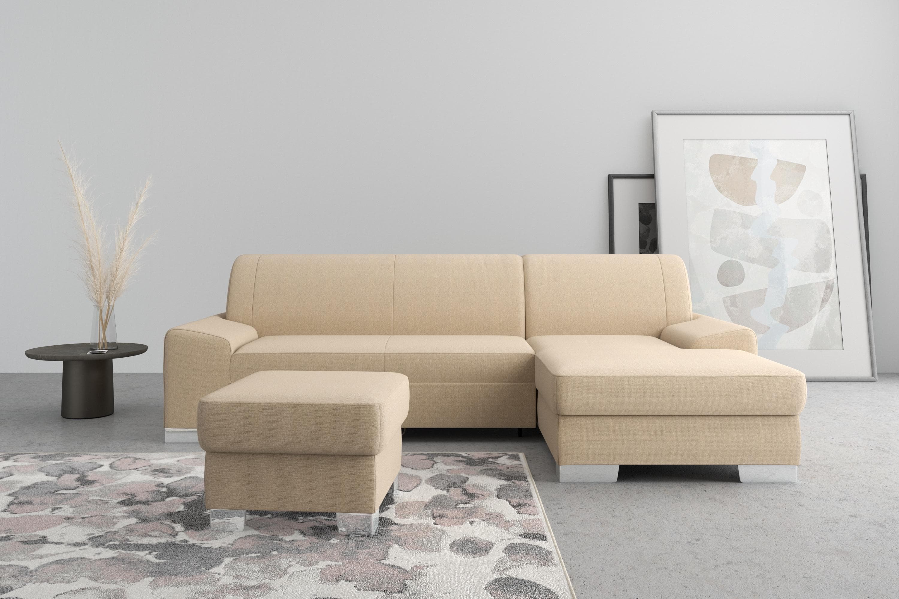 DOMO COLLECTION Ecksofa Anzio L-Form mit Bettfunktion Cappucino