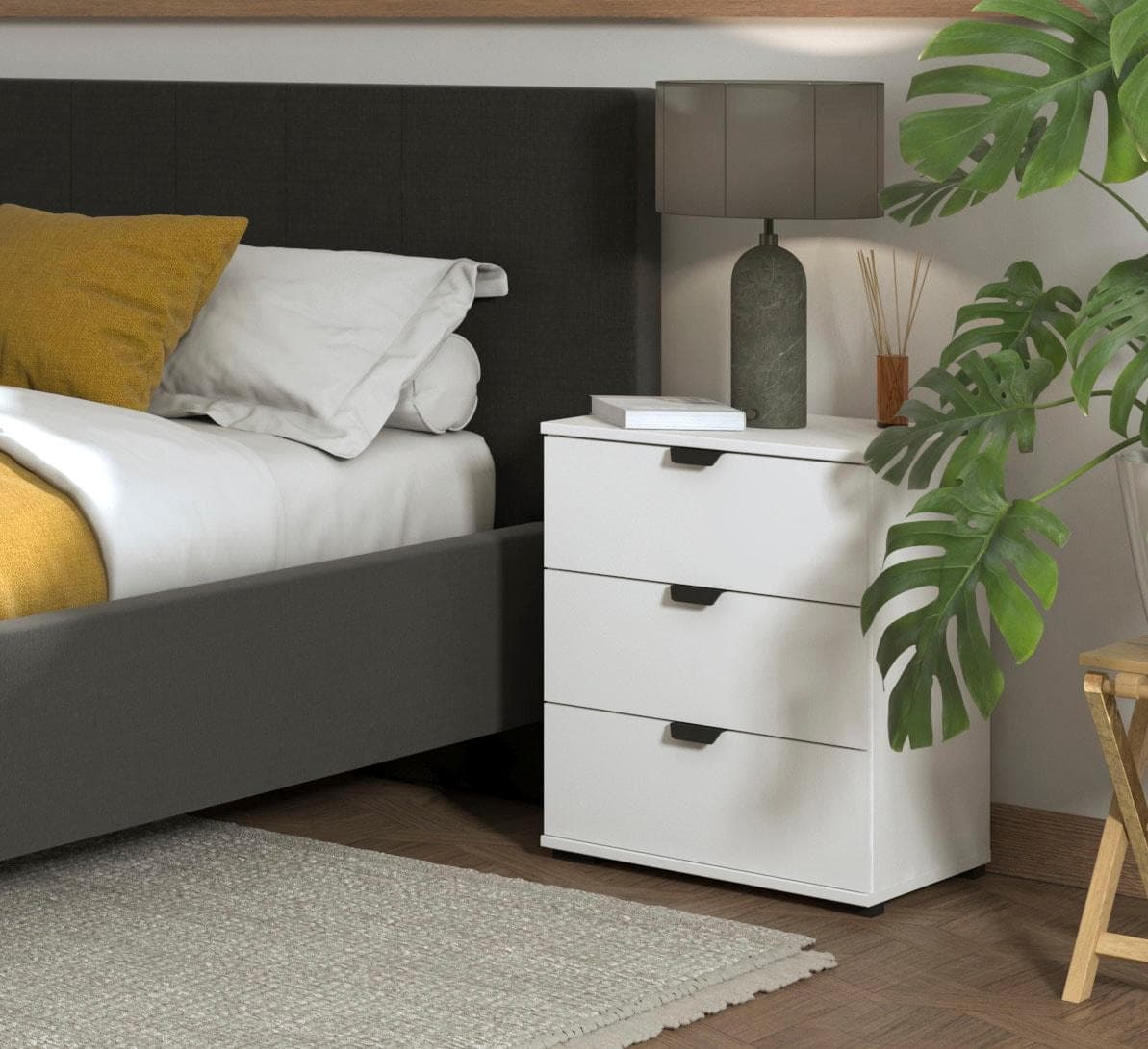INOSIGN Nachtkommode Duero Weiß Hochglanz 3 Schubladen