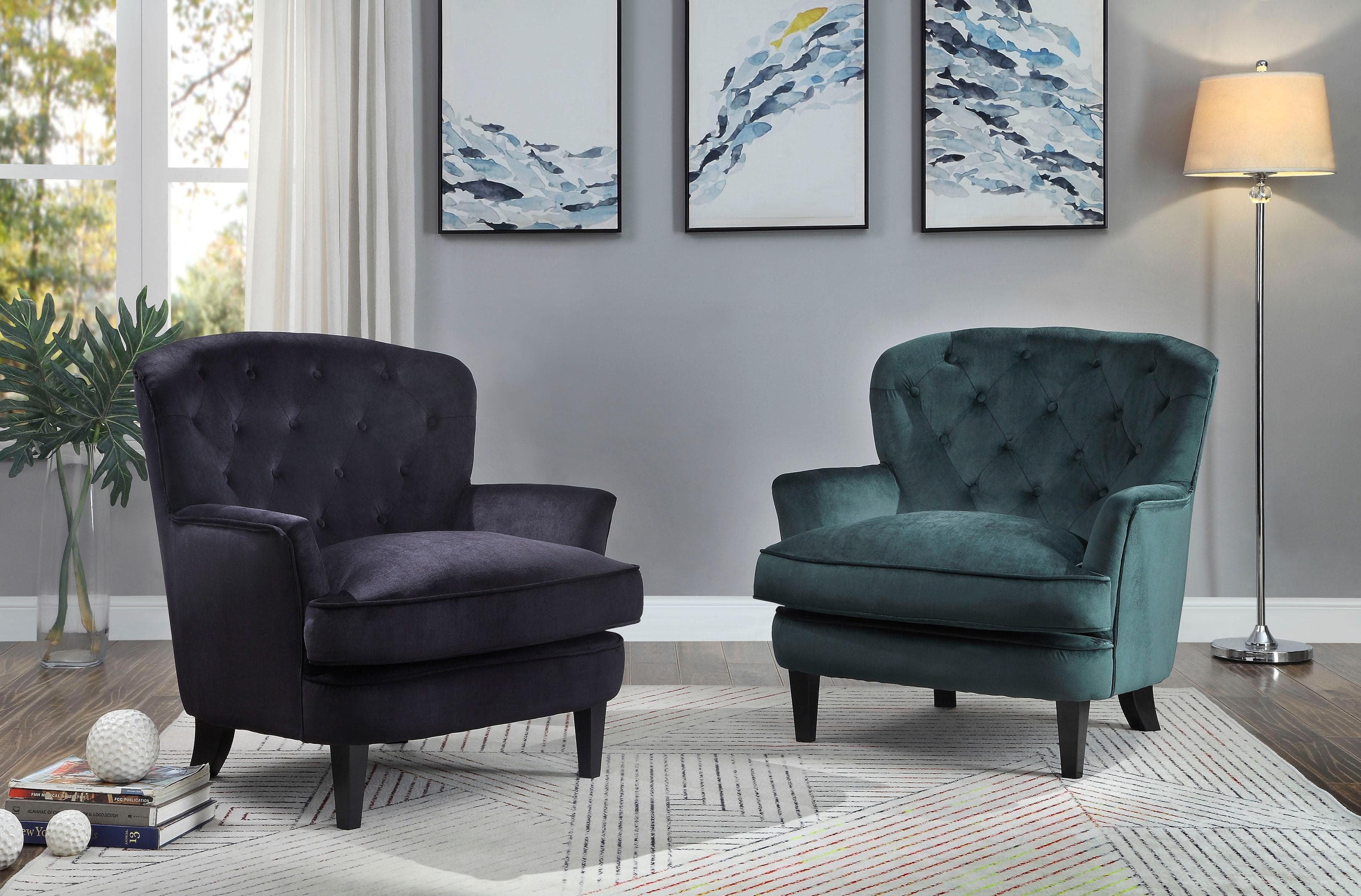 ATLANTIC HOME COLLECTION Sessel Leo Samtgrün mit Federkern