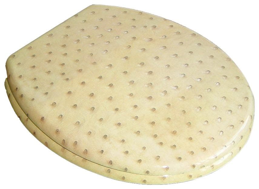 ADOB WC-Sitz Beige Holz Mit Messingverchromten Scharnieren