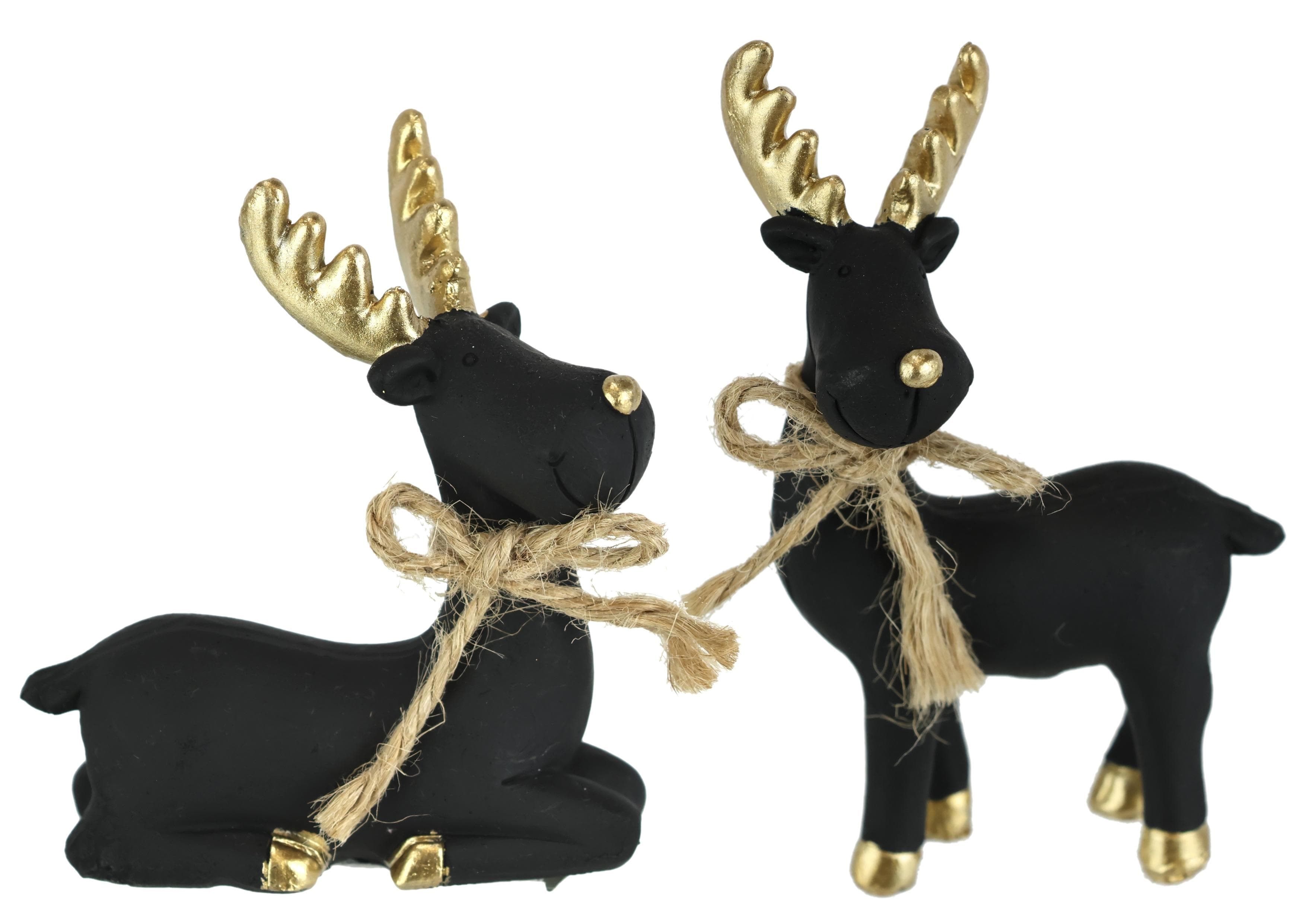 I.GE.A. Dekofigur Elch Set - Schwarz mit Gold-Akzenten