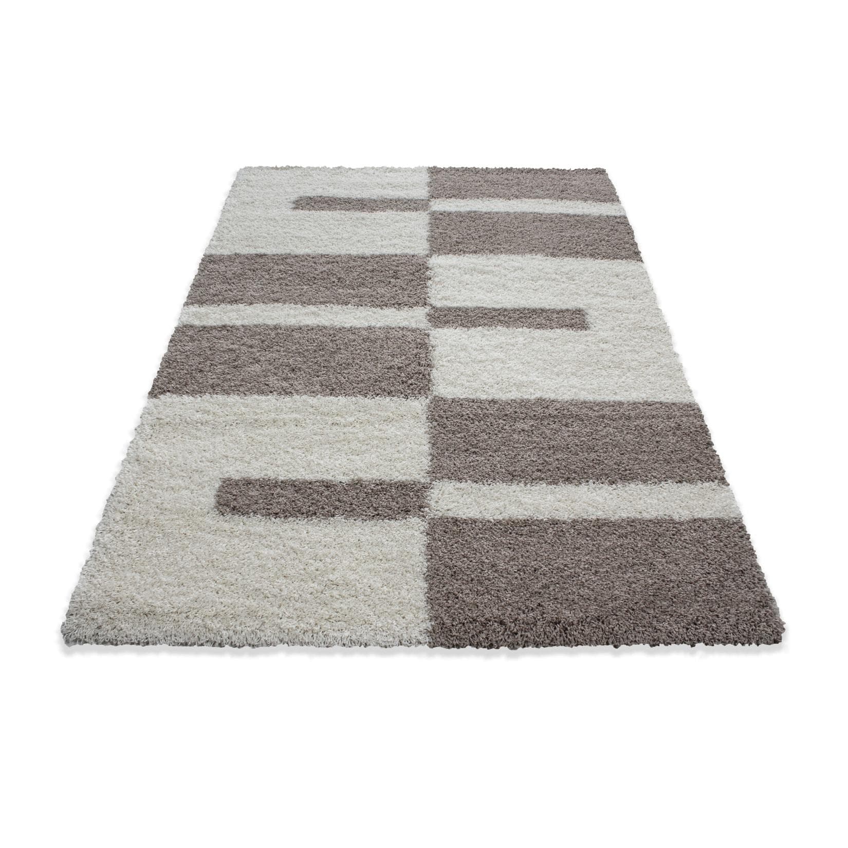 Ayyildiz Designer Hochflor Teppich Karo Linienmuster Shaggy Flokati