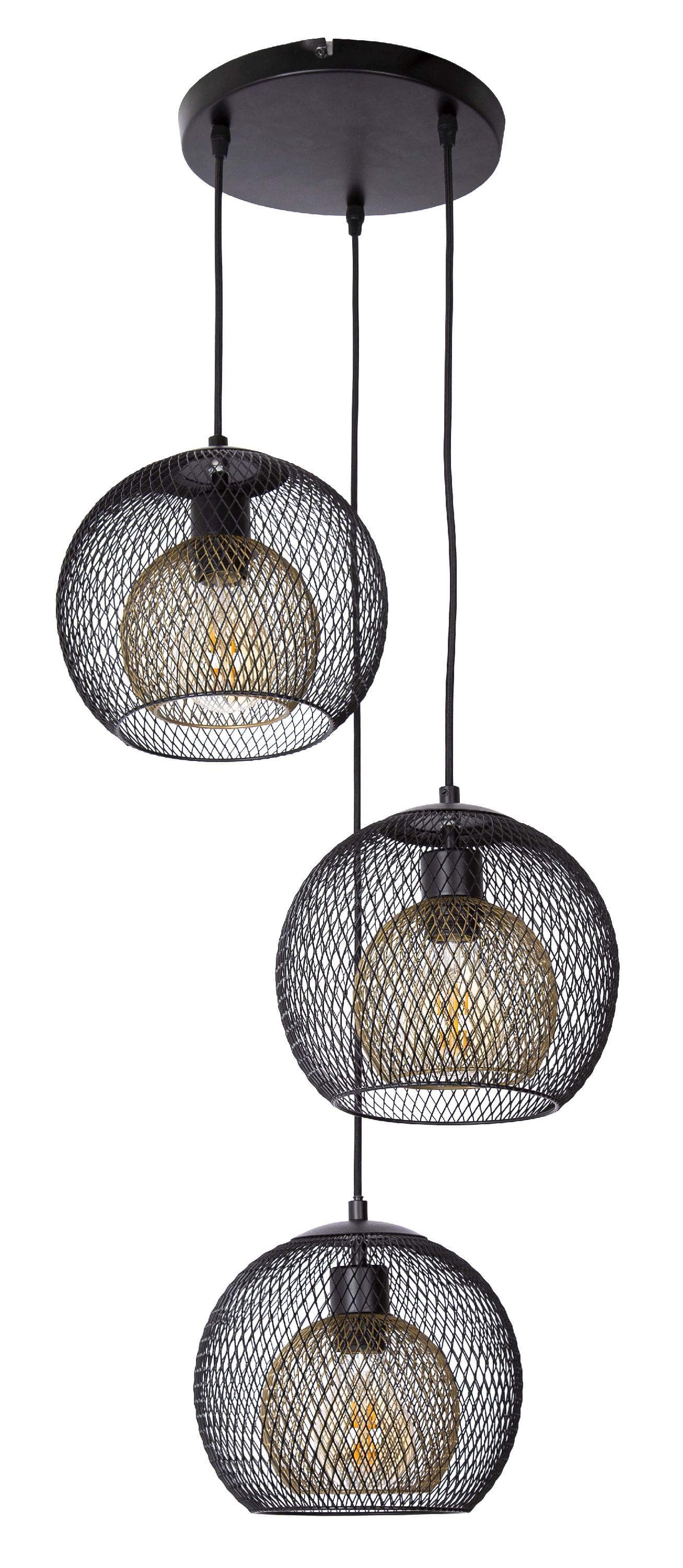 NOWA Pendelleuchte Schwarz Metall 3-Flammig E27