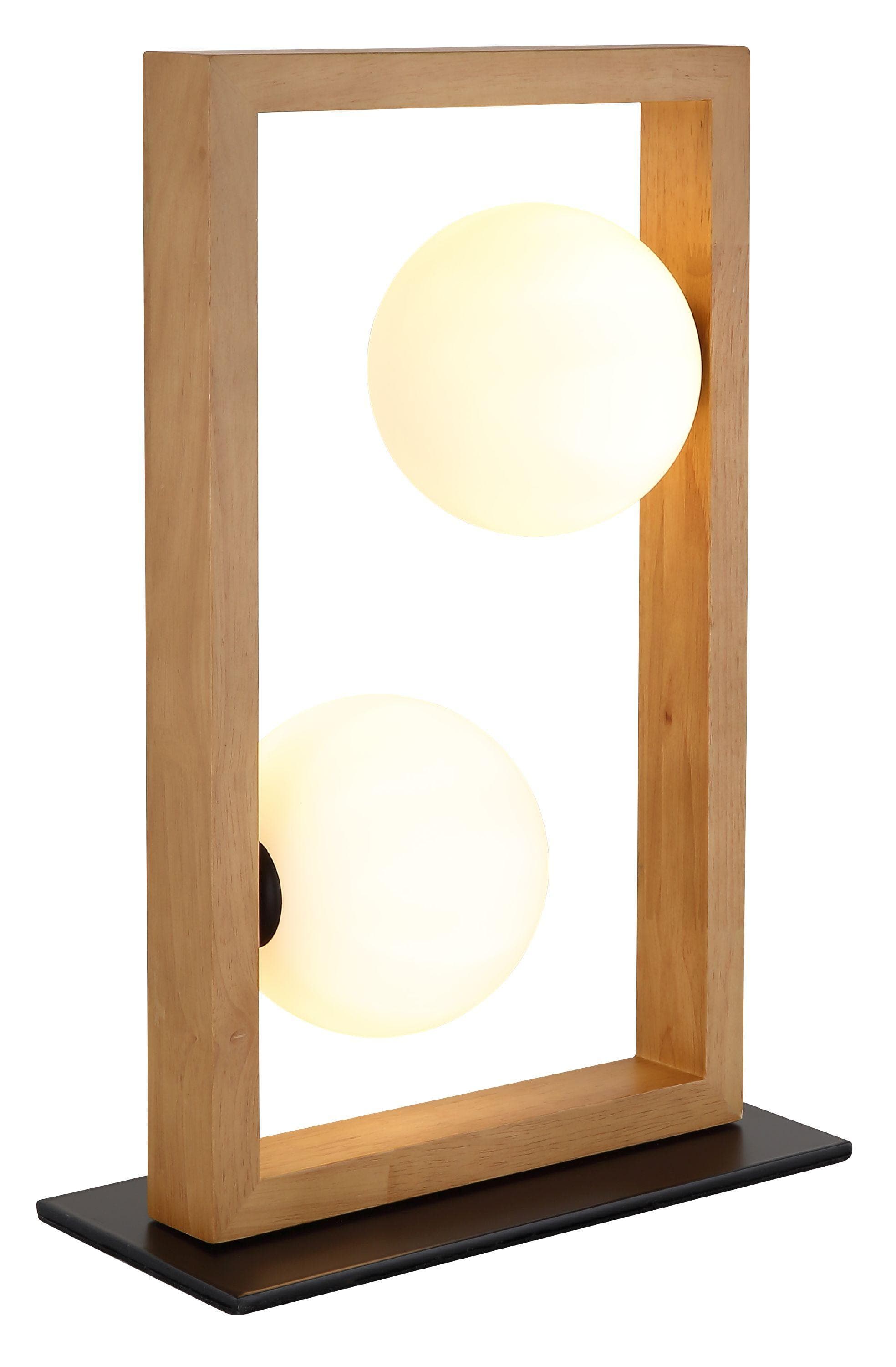 NOWA Tischleuchte Braun Metall Holz Glas PVC